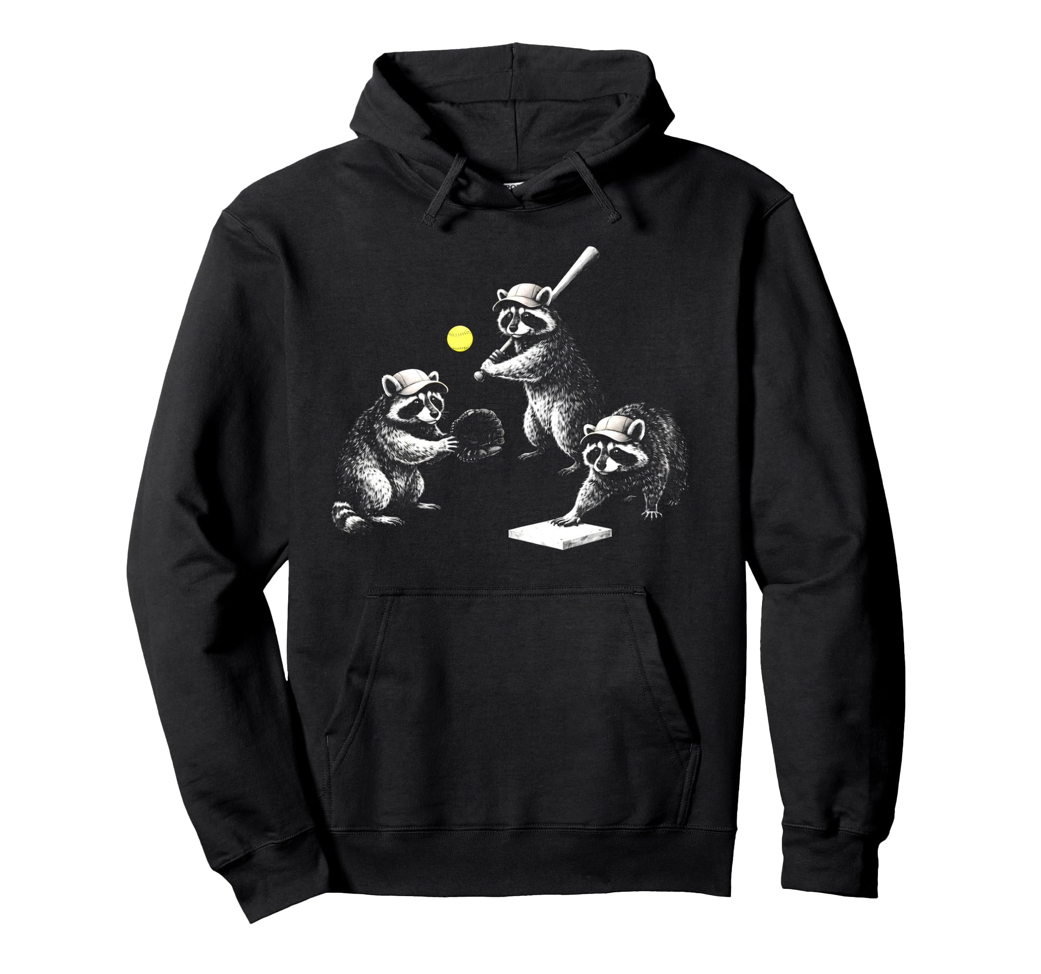 Baseball Raccoon Meme Softball Baseball Hoodie - Aesthetic Graphic Unisex - T-Shirt, Sweatshirt, Hoodie