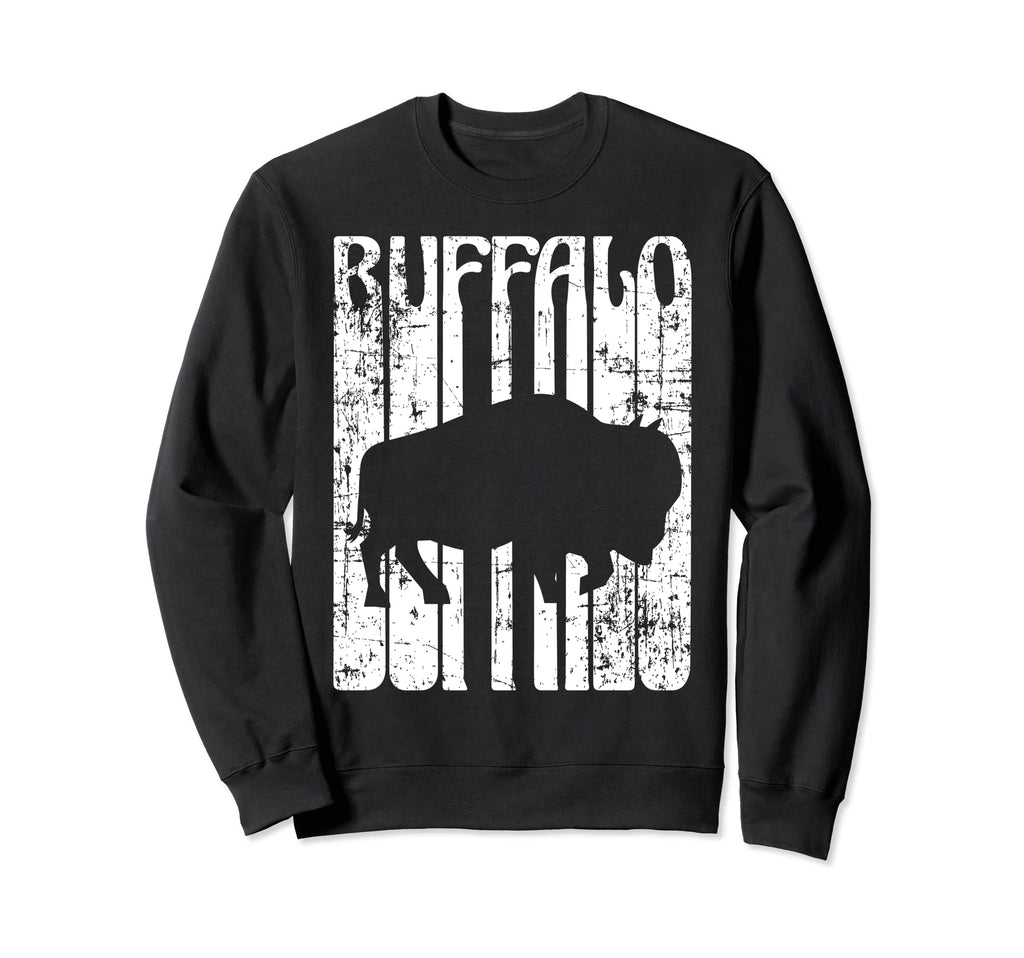 Buffalo Spirit Animal Distressed Sweatshirt - Trendy Graphic for Adults - T-Shirt, Sweatshirt, Hoodie