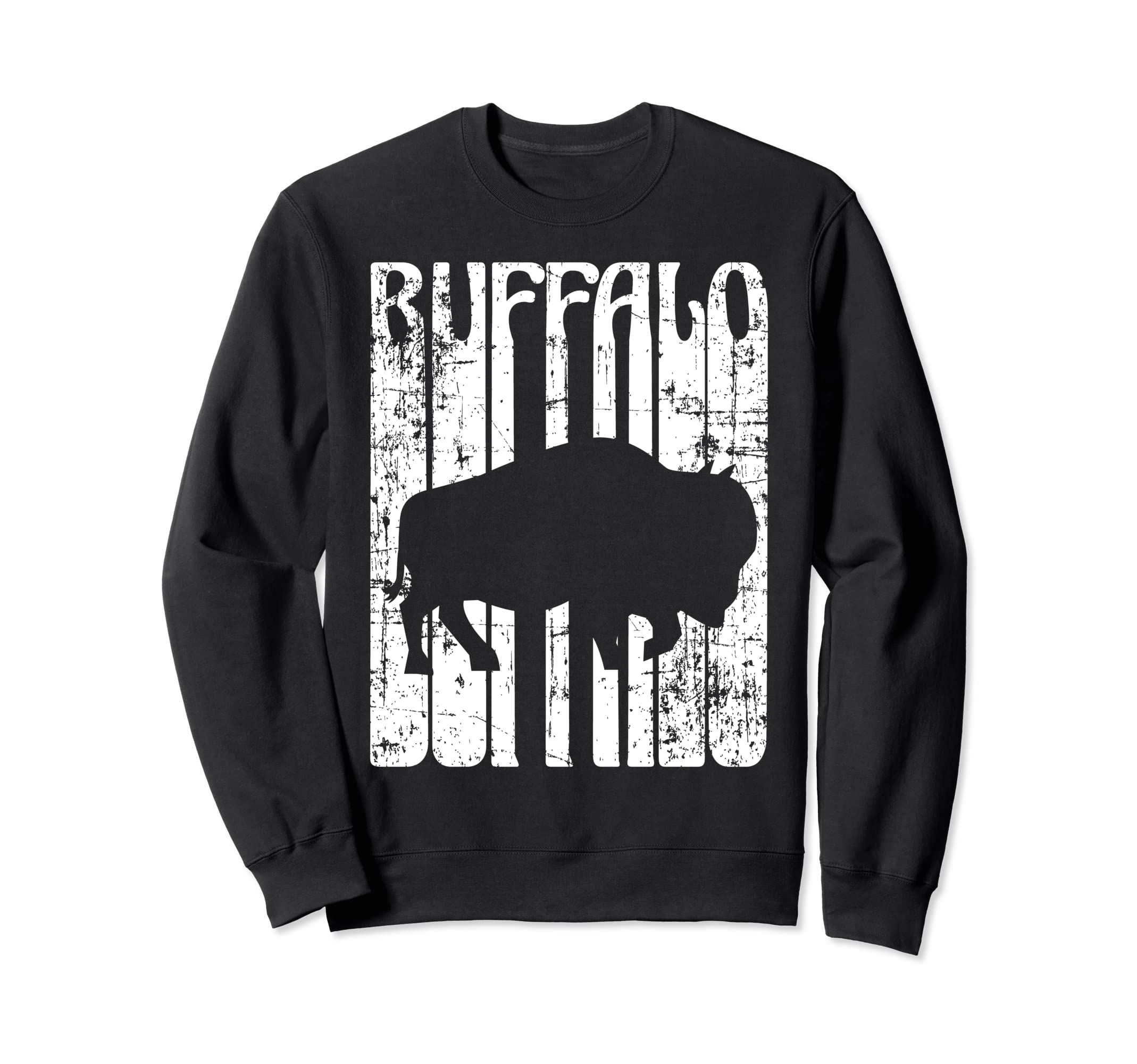 Buffalo Spirit Animal Distressed Sweatshirt - Trendy Graphic for Adults - T-Shirt, Sweatshirt, Hoodie