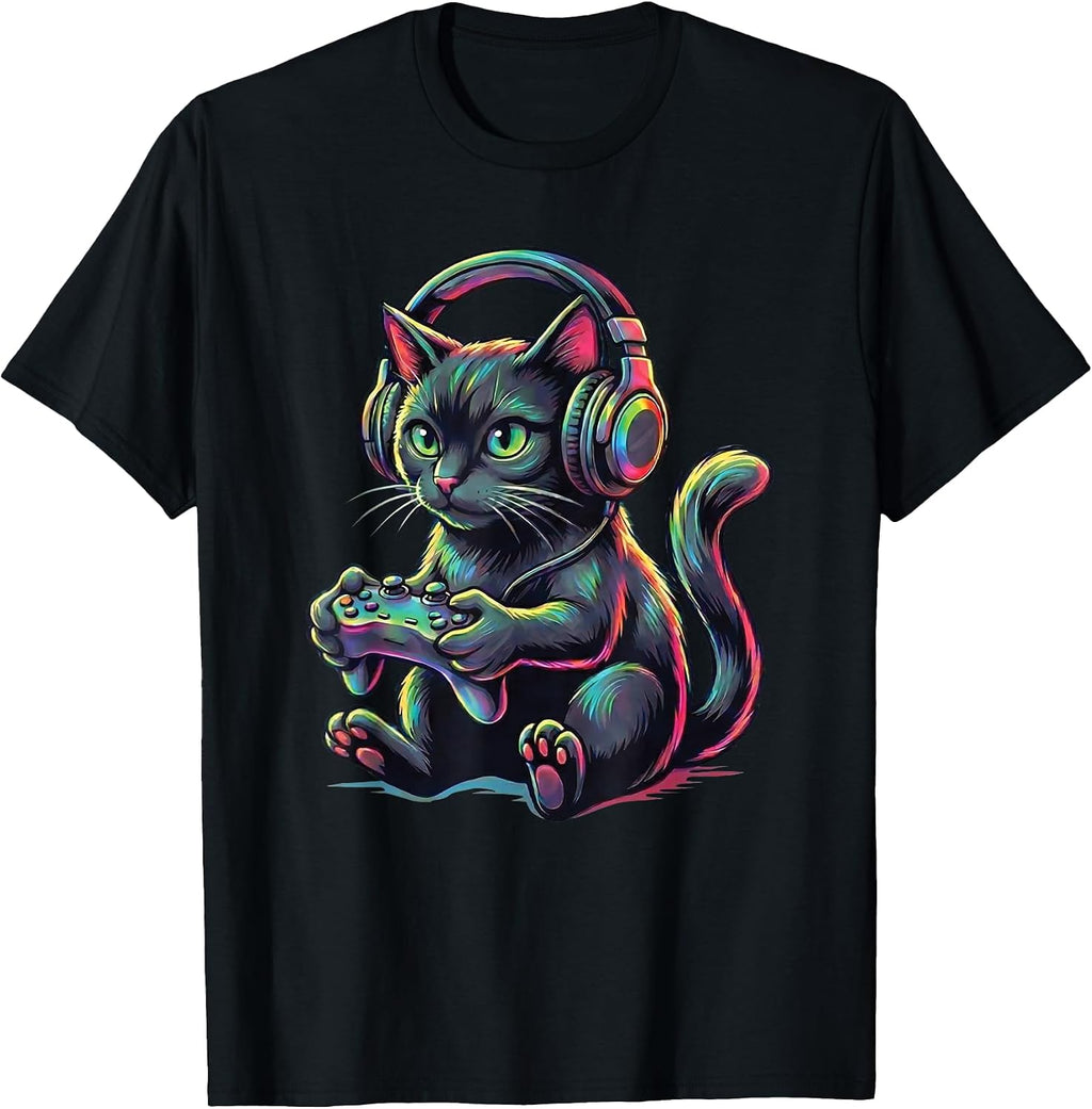 Funny Gamer Cat Graphic Clothes Teen Boy Girl - Adult & Kids T-Shirts, Sweatshirts & Hoodies apparel design preview 1