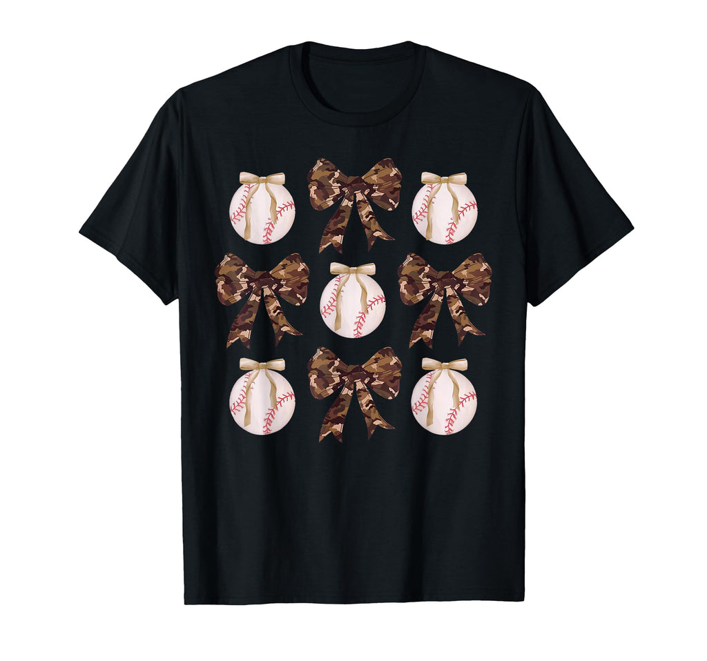 Camouflage Coquette Bow Baseball T-Shirt - Fun Novelty Design Men Women - T-Shirt, Sweatshirt, Hoodie