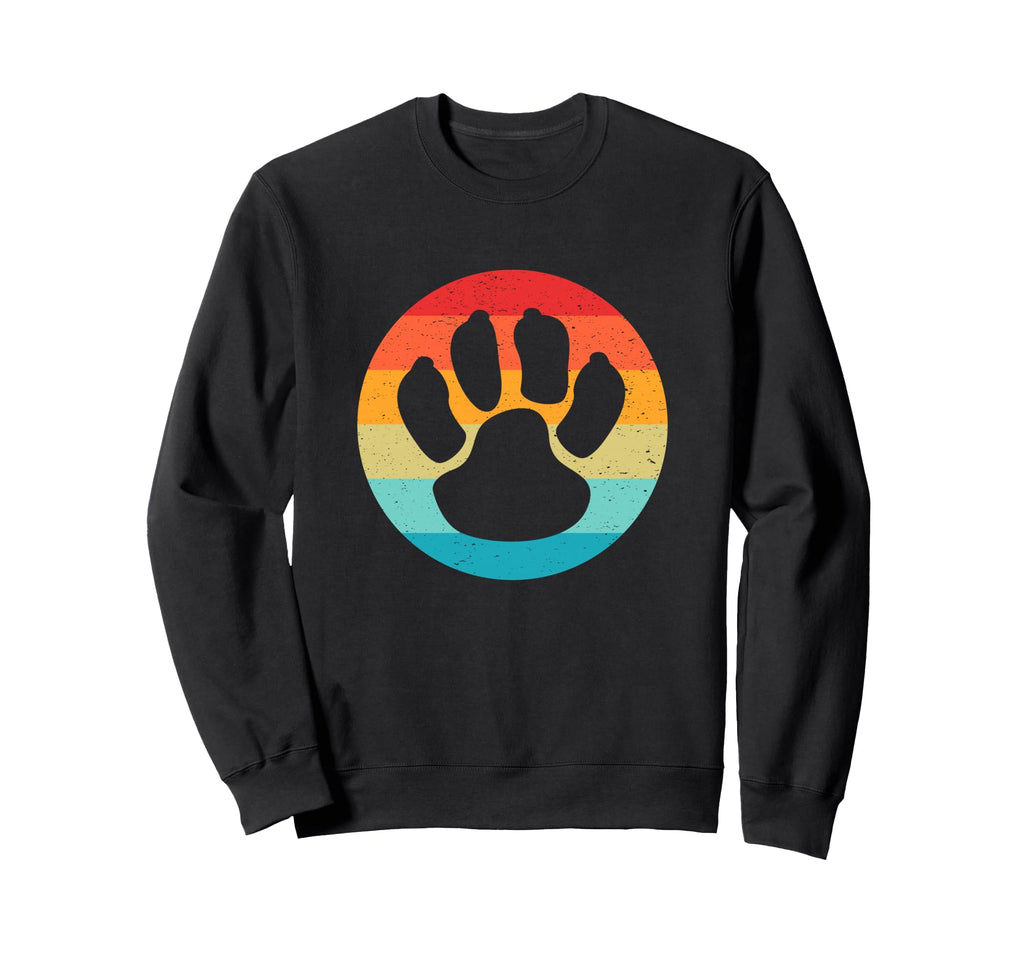 Dog Paw Silhouette Sunset 80S Sweatshirt - Fun Novelty Design Unisex - T-Shirt, Sweatshirt, Hoodie
