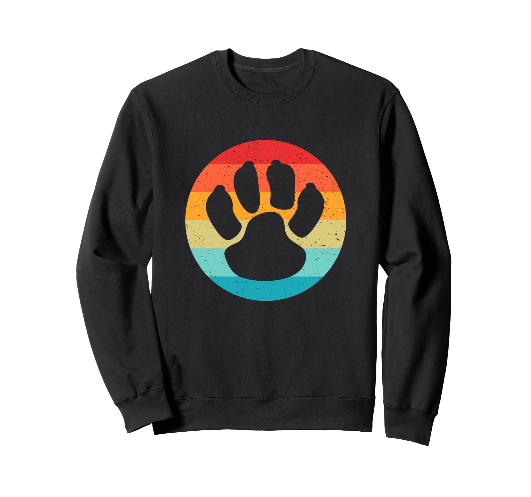 Dog Paw Silhouette Sunset 80S Sweatshirt - Fun Novelty Design Unisex - T-Shirt, Sweatshirt, Hoodie