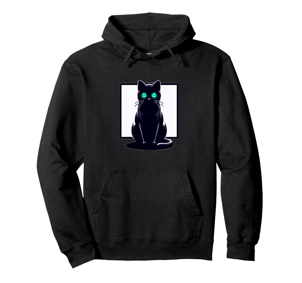 Emerald Gaze Black Cat Lofi Hoodie - Fun Novelty Design Men Women - T-Shirt, Sweatshirt, Hoodie