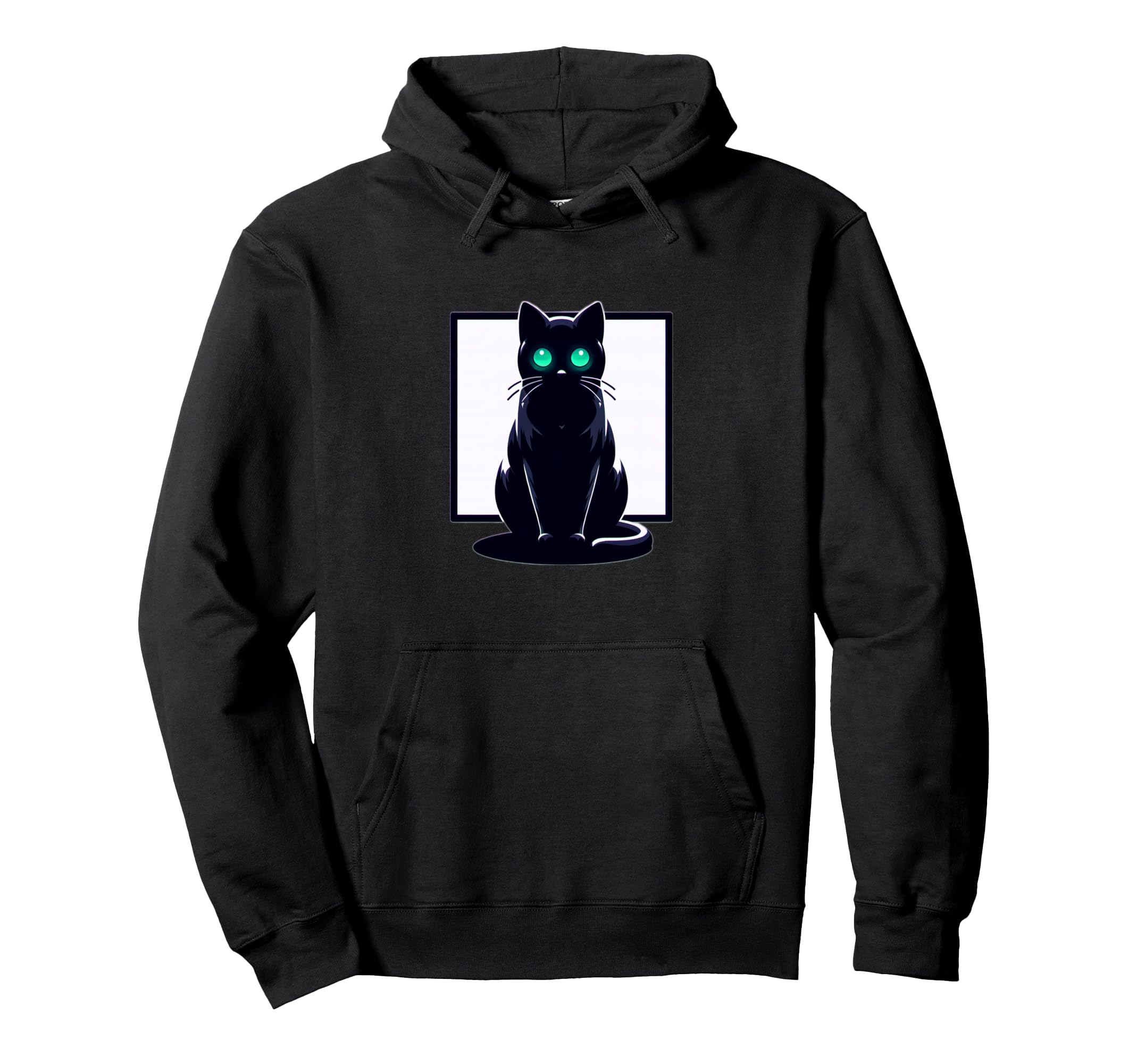 Emerald Gaze Black Cat Lofi Hoodie - Fun Novelty Design Men Women - T-Shirt, Sweatshirt, Hoodie