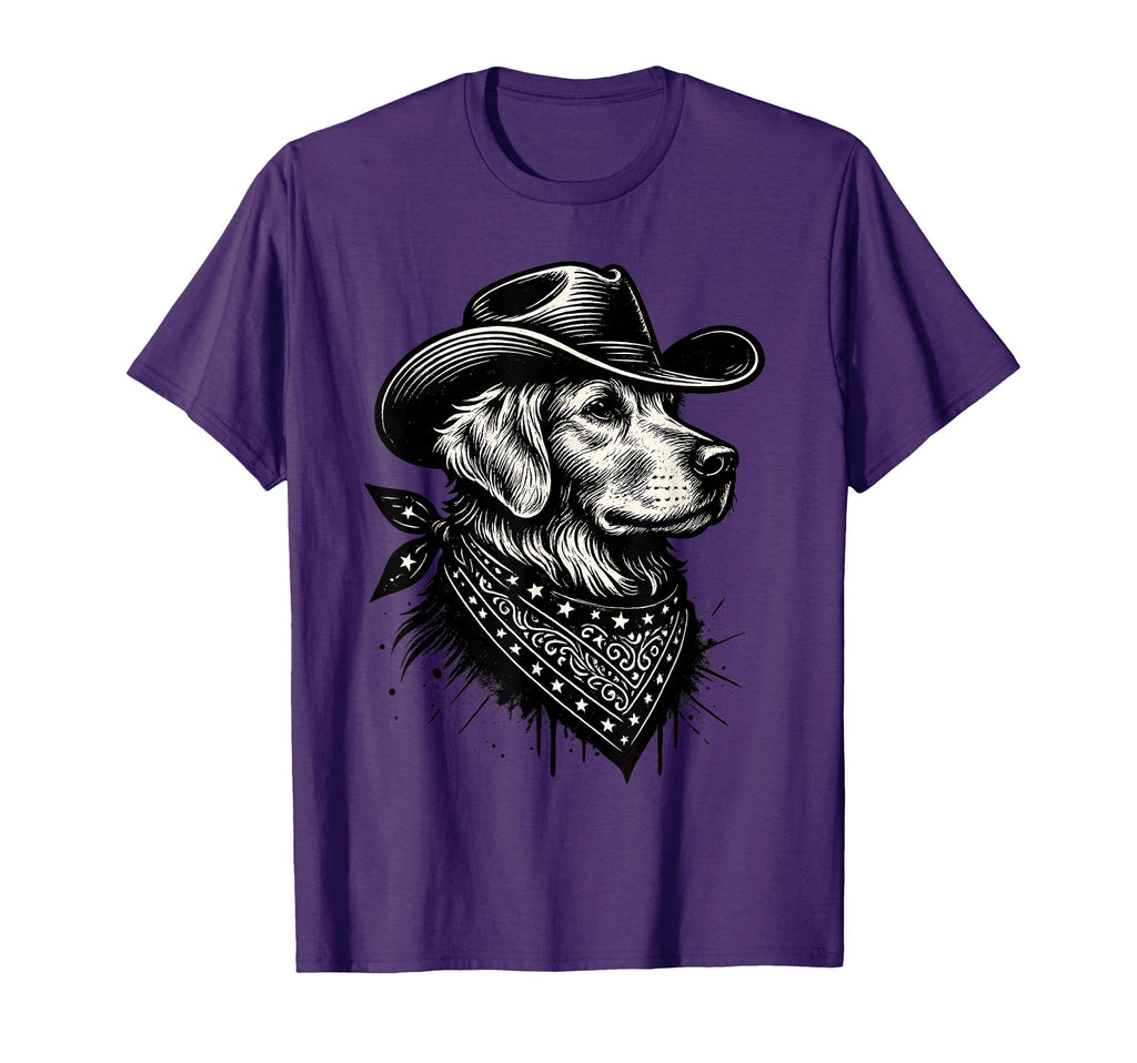 Funny Golden Retriever Cowboy T-Shirt - Aesthetic Graphic for Adults - T-Shirt, Sweatshirt, Hoodie