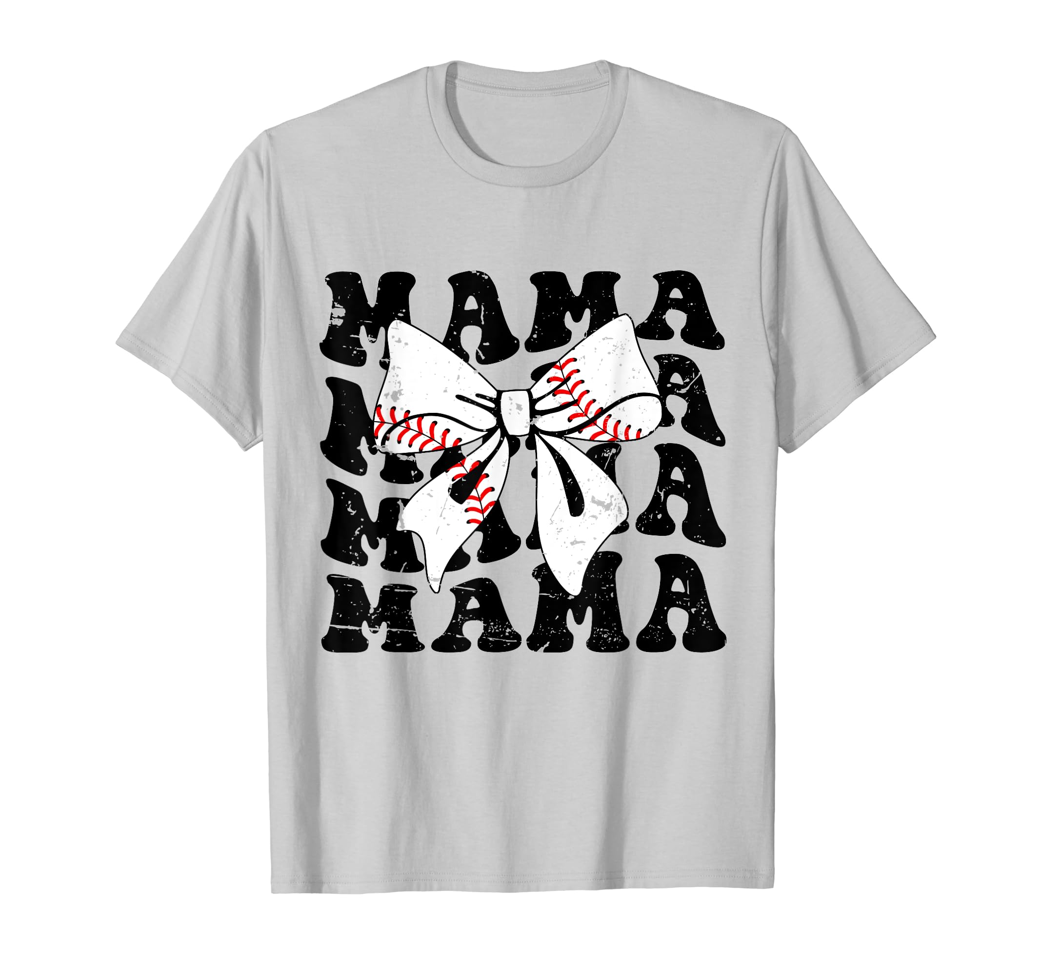 Coquette Groovy Baseball Mama Bow T-Shirt - Novelty Apparel for Adults - T-Shirt, Sweatshirt, Hoodie