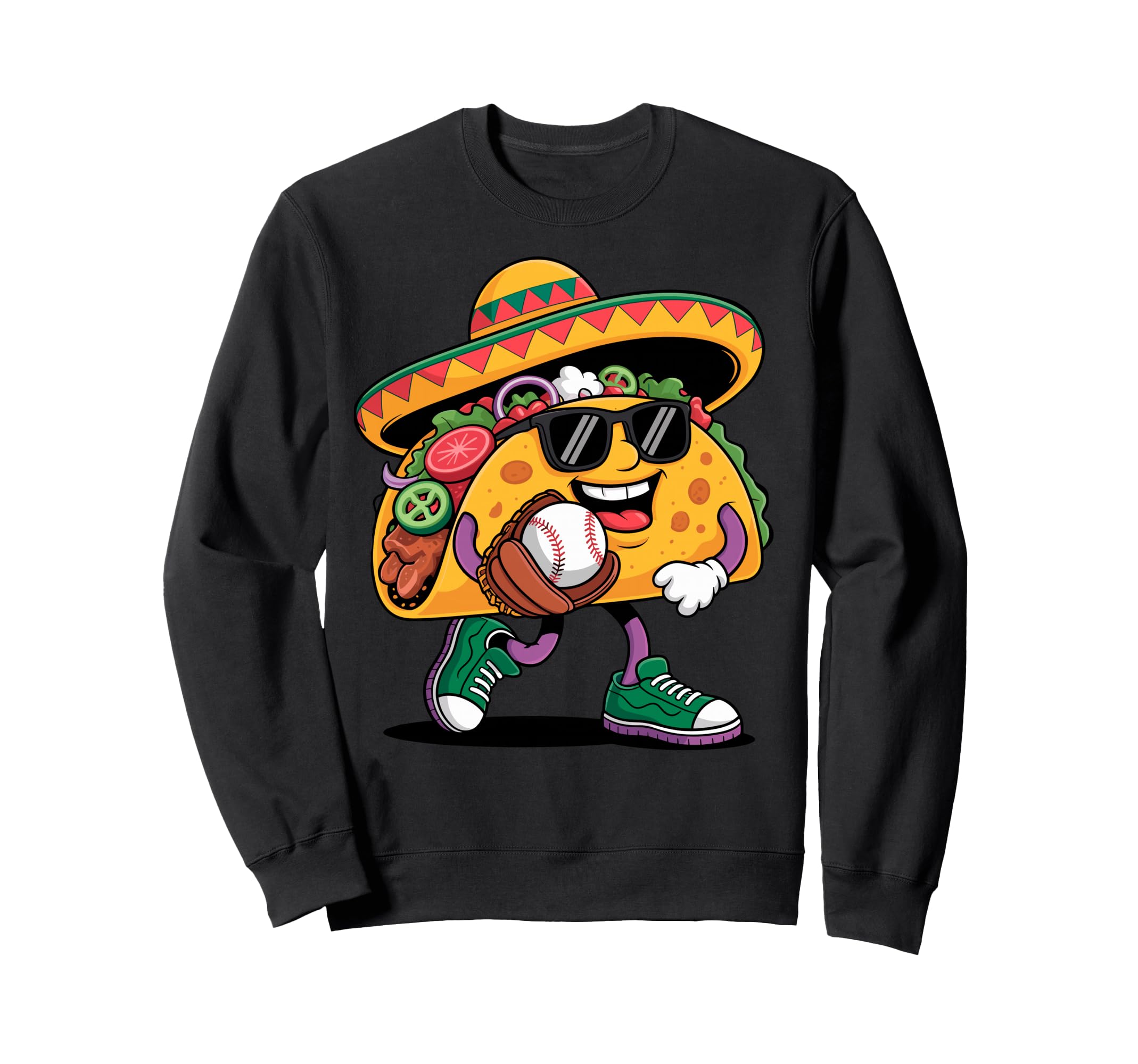 Funny Taco Baseball Player Sweatshirt - Casual Everyday Wear Men Women - T-Shirt, Sweatshirt, Hoodie