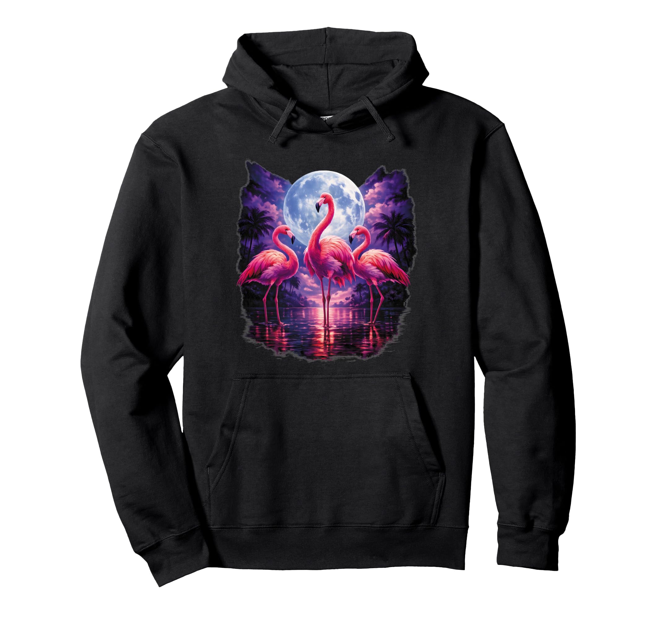 Three Flamingos Moon Florida Hoodie - Aesthetic Graphic for Adults - T-Shirt, Sweatshirt, Hoodie