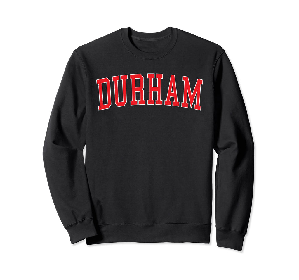Durham Nc Varsity Red Text Sweatshirt - Unique Graphic Unisex - T-Shirt, Sweatshirt, Hoodie