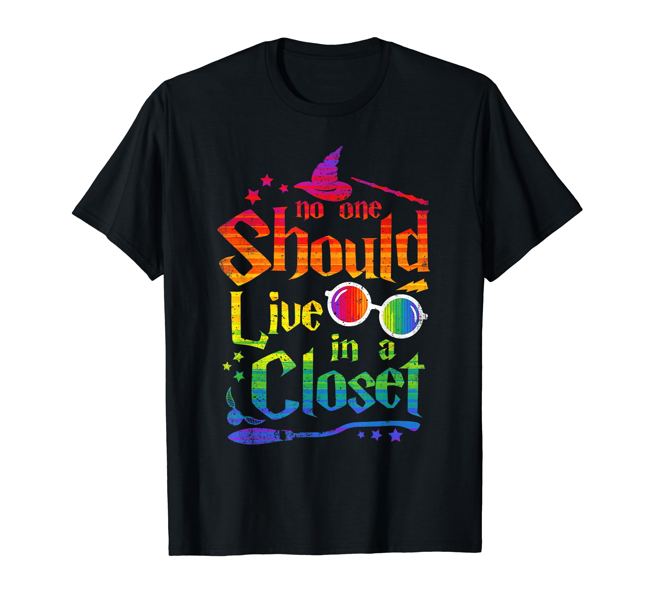No One Should Live Closet Rainbow T-Shirt - Aesthetic Graphic for Adults - T-Shirt, Sweatshirt, Hoodie