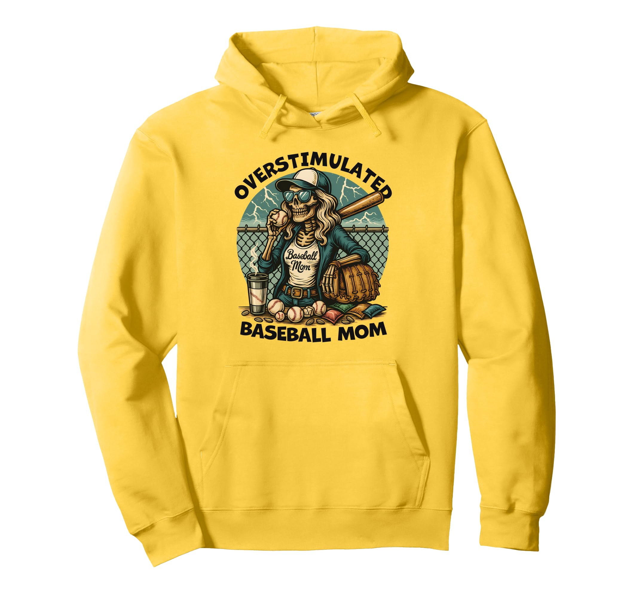 Funny Skeleton Overstimulated Baseball Hoodie - Trendy Graphic Men Women - T-Shirt, Sweatshirt, Hoodie