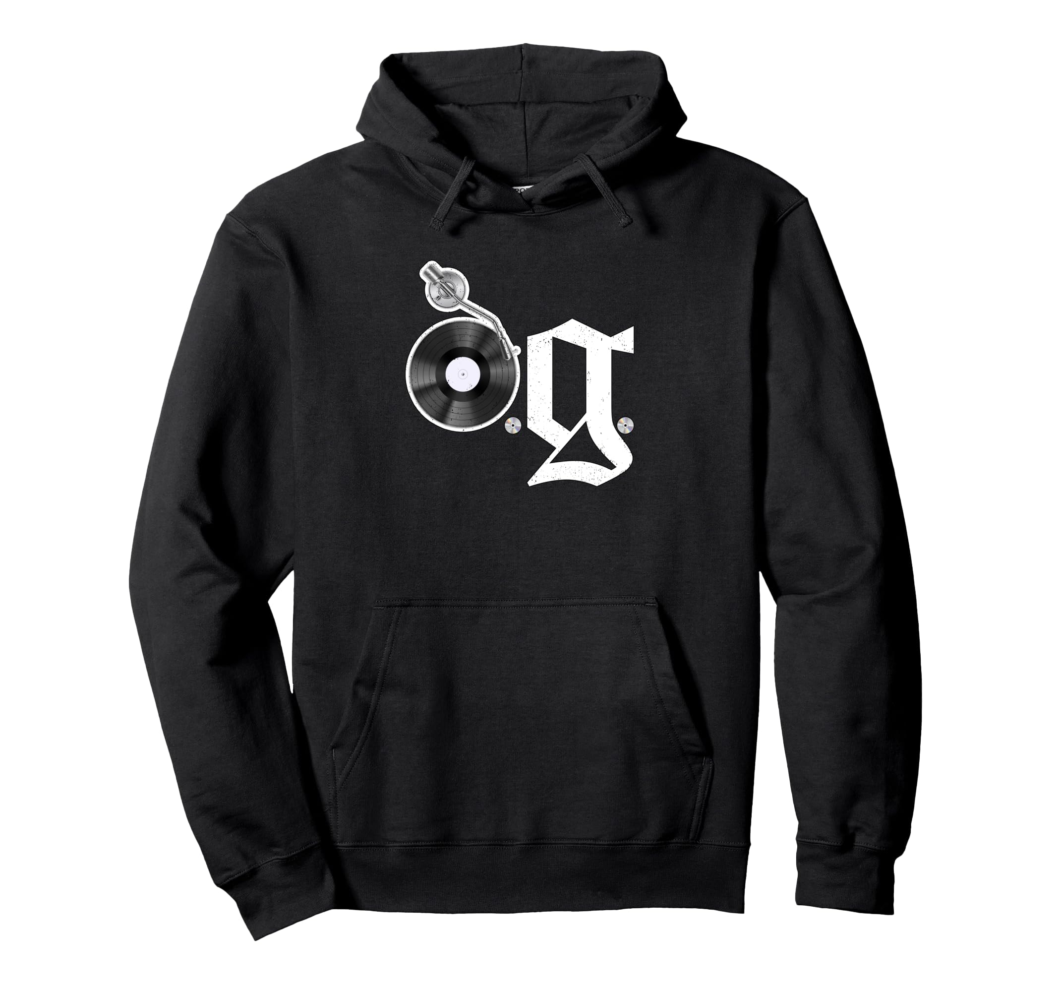 Old School Og Hip Hop Head Vinyl Cds Hoodie - Graphic Print for Adults - T-Shirt, Sweatshirt, Hoodie