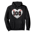 Baseball Number 100 Distressed Heart Hoodie - Trendy Graphic Men Women - T-Shirt, Sweatshirt, Hoodie