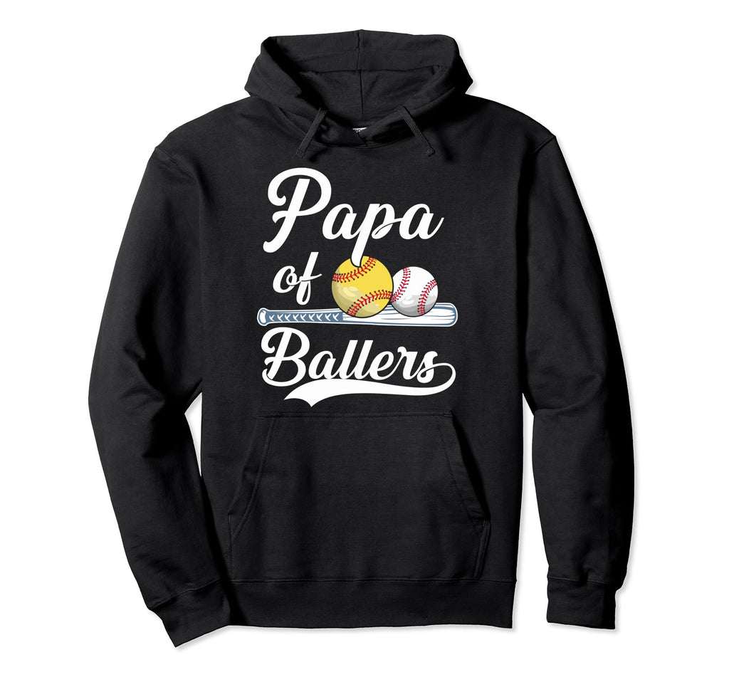 Papa Ballers Funny Baseball Softball Hoodie - Graphic Print for Adults - T-Shirt, Sweatshirt, Hoodie
