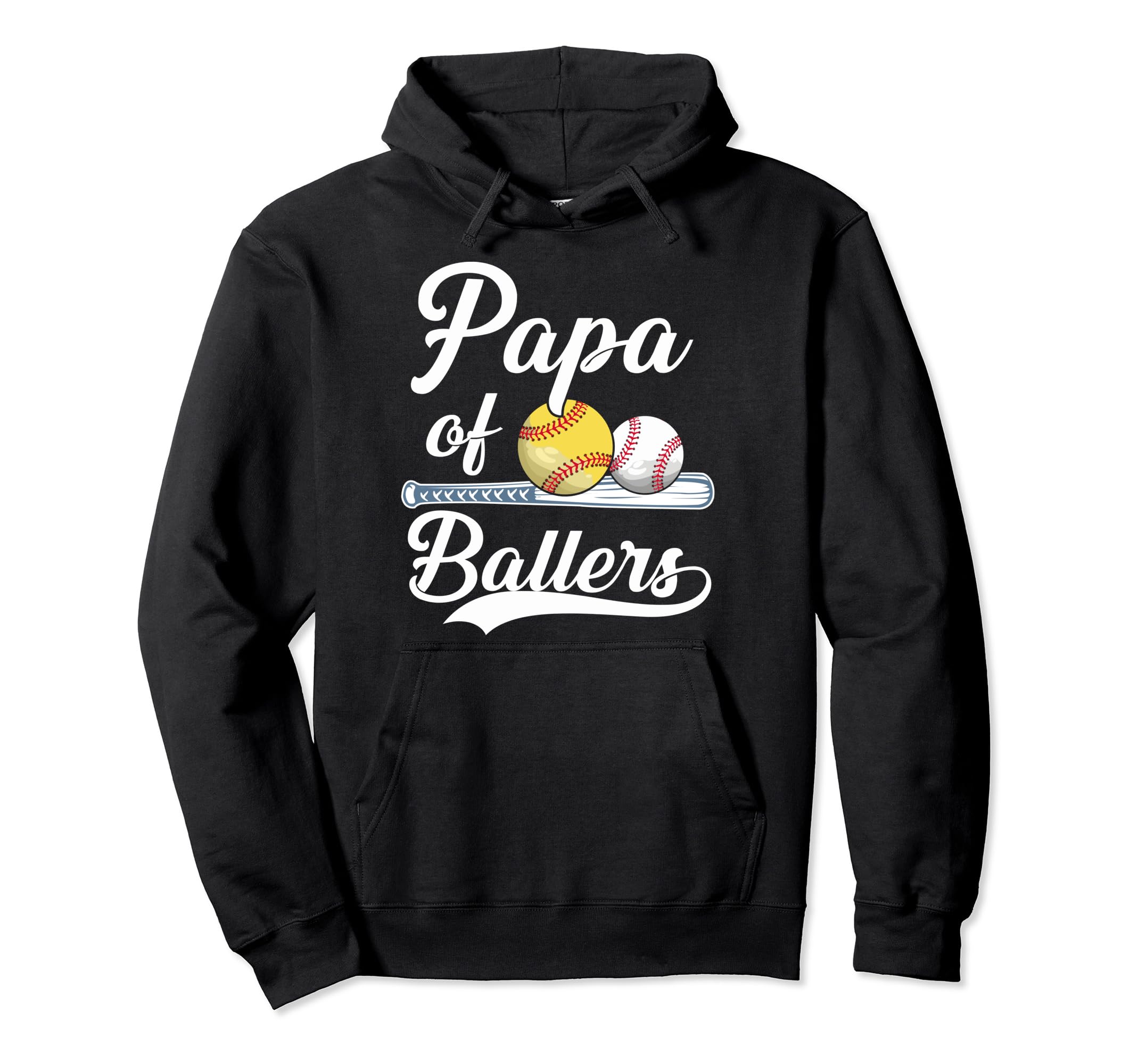 Papa Ballers Funny Baseball Softball Hoodie - Graphic Print for Adults - T-Shirt, Sweatshirt, Hoodie