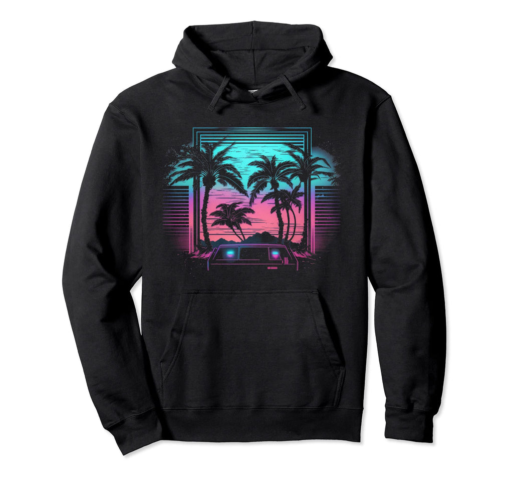 Palm Tree Vaporwave Retrowave Aesthetic Hoodie - Unique Graphic Men Women - T-Shirt, Sweatshirt, Hoodie