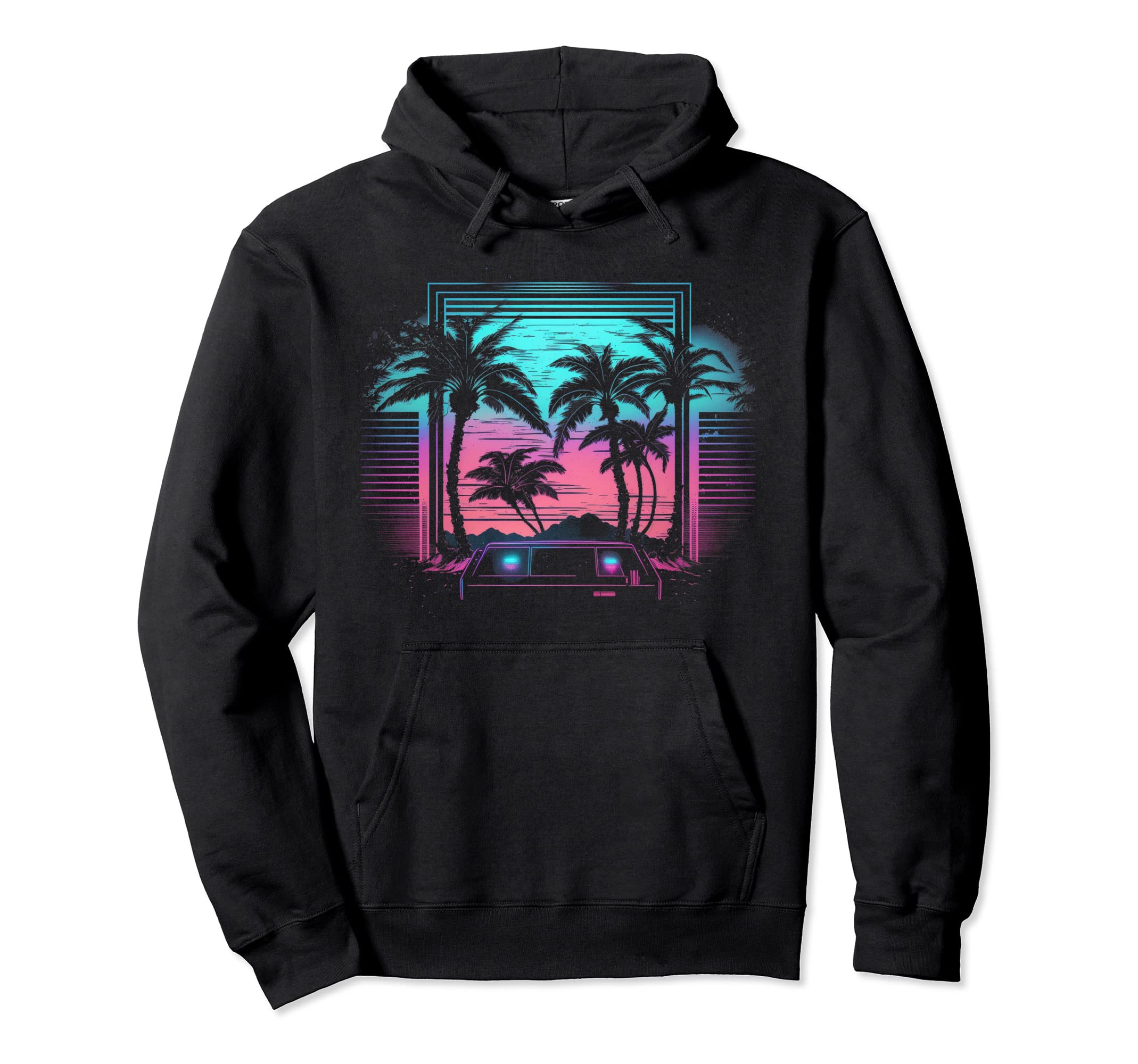Palm Tree Vaporwave Retrowave Aesthetic Hoodie - Unique Graphic Men Women - T-Shirt, Sweatshirt, Hoodie