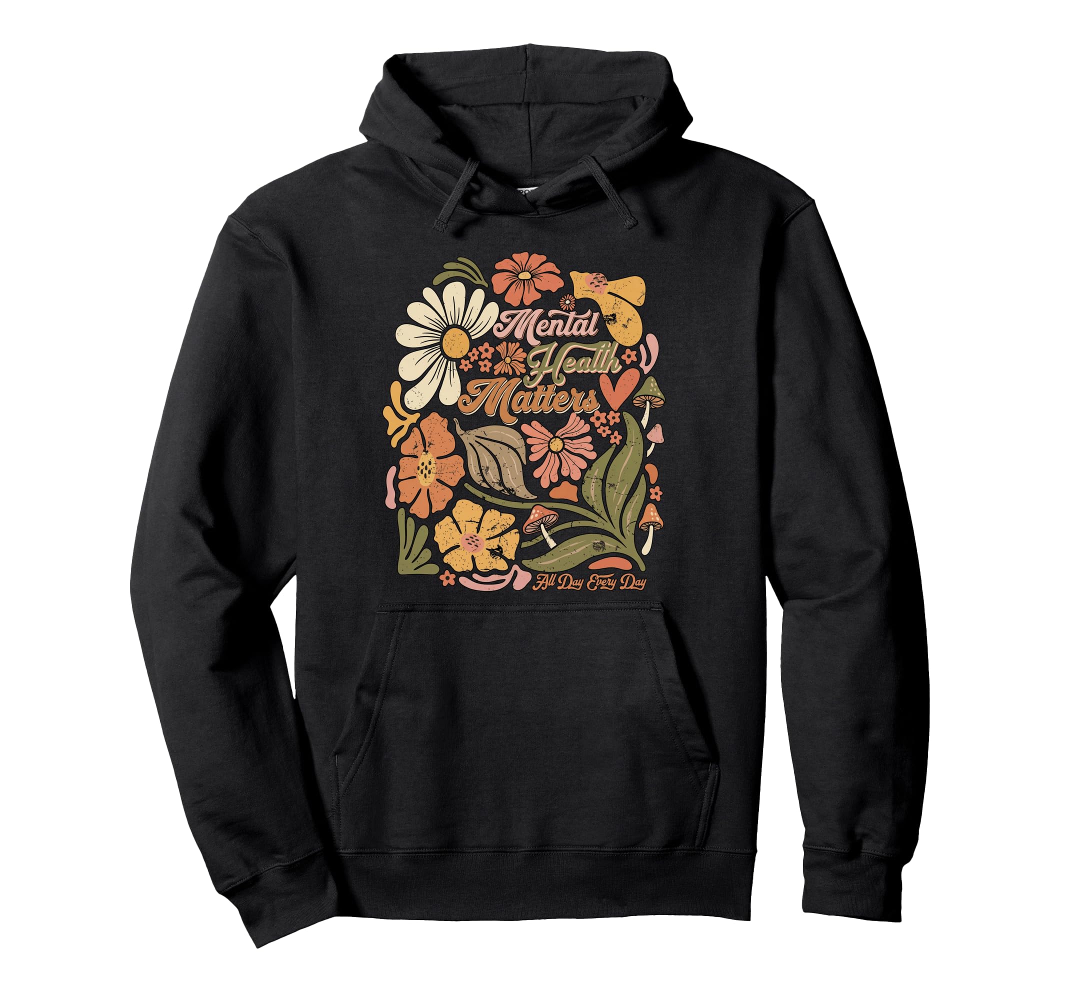 Aesthetic Wellness Gifts Boho Flower Mental Hoodie - Unique Graphic Unisex - T-Shirt, Sweatshirt, Hoodie