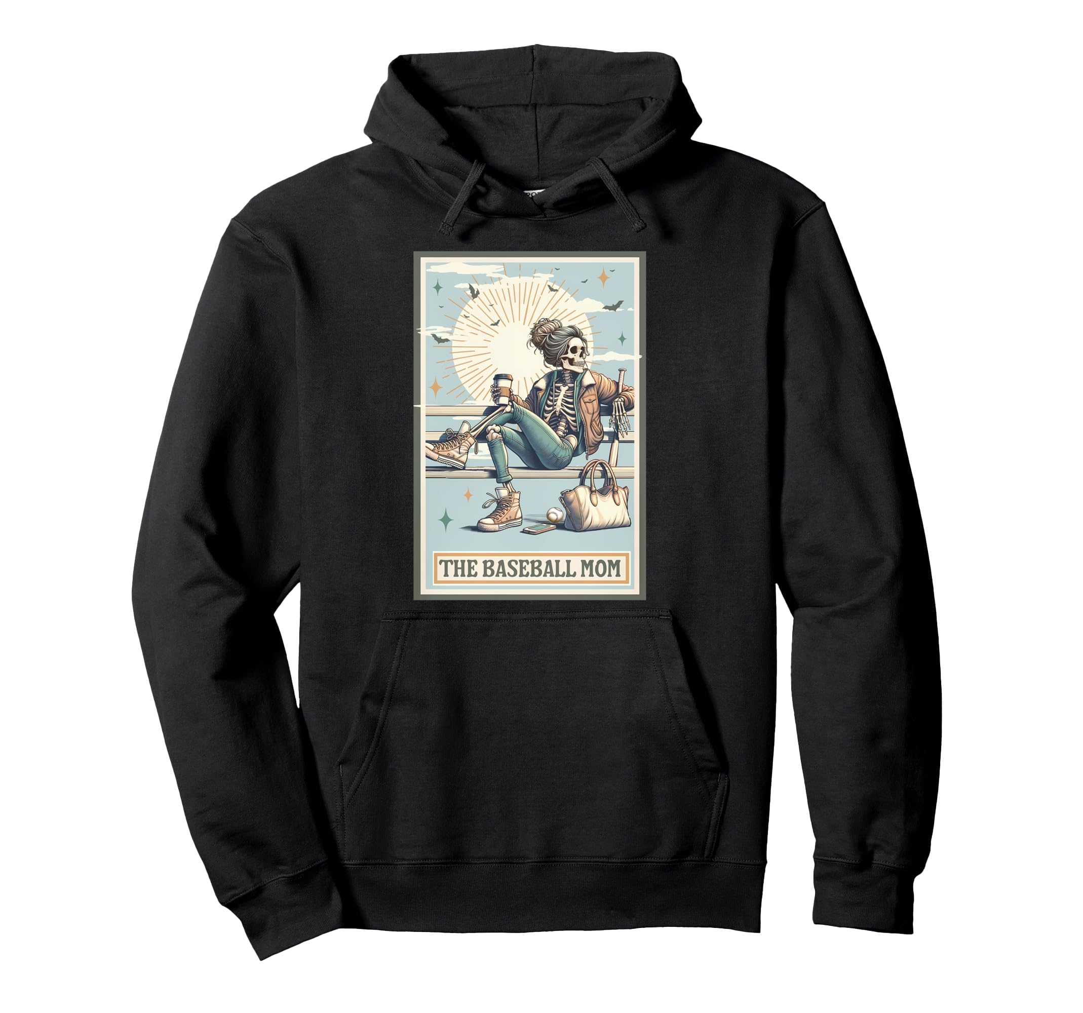 Baseball Mom Skeleton Tarot Baseball Hoodie - Fun Novelty Design Men Women - T-Shirt, Sweatshirt, Hoodie