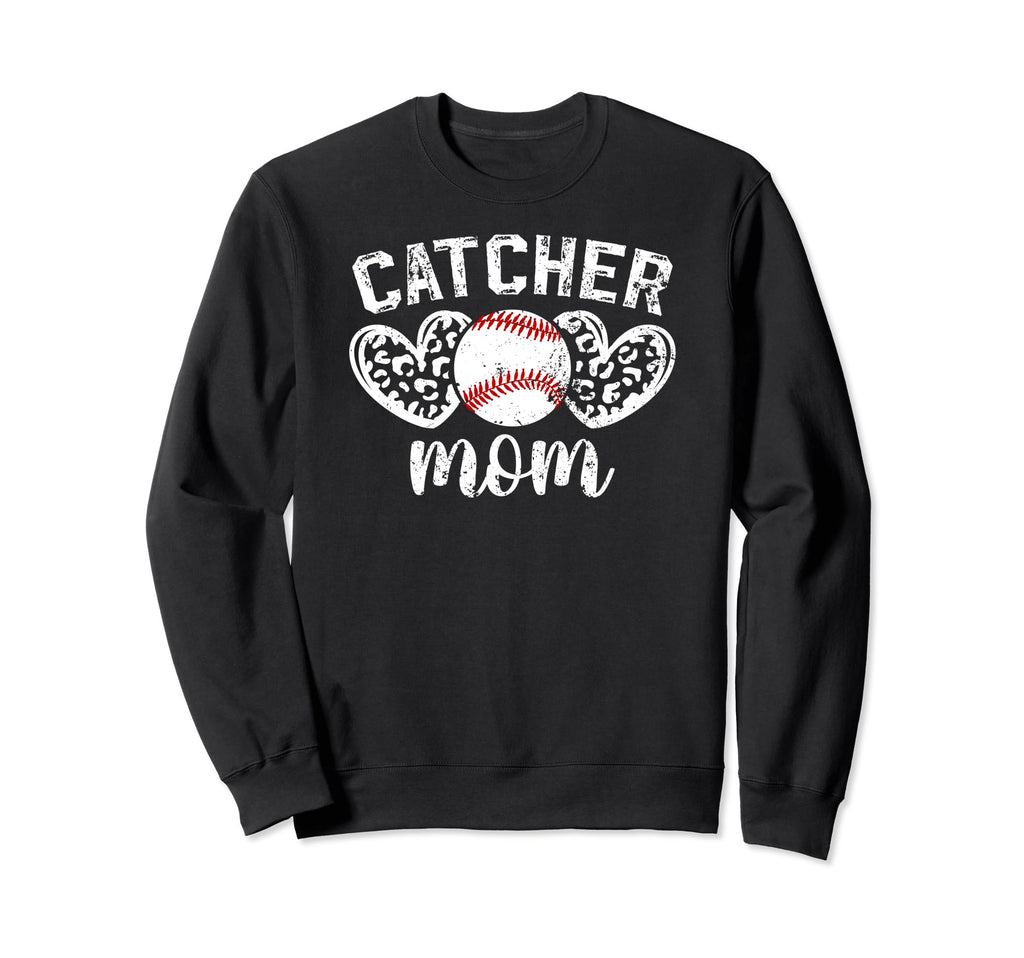 Baseball Catcher Mom Hearts Mom Sweatshirt - Fun Novelty Design Men Women - T-Shirt, Sweatshirt, Hoodie