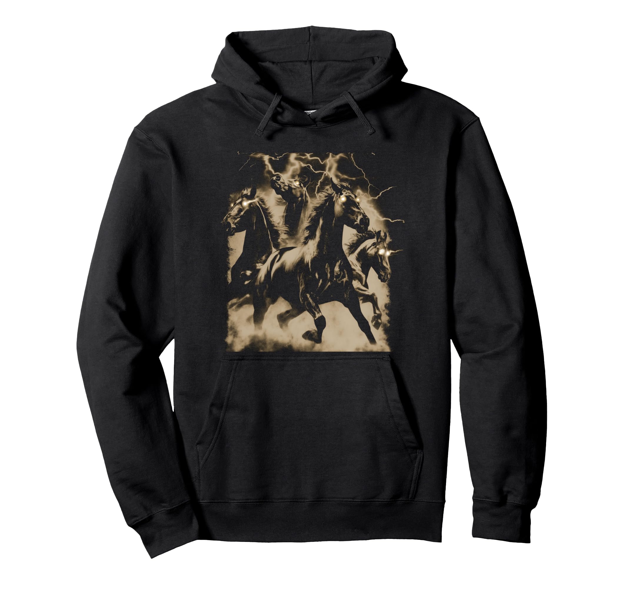 Horse Lightning 80S 90S Western Grunge Hoodie - Unique Graphic for Adults - T-Shirt, Sweatshirt, Hoodie