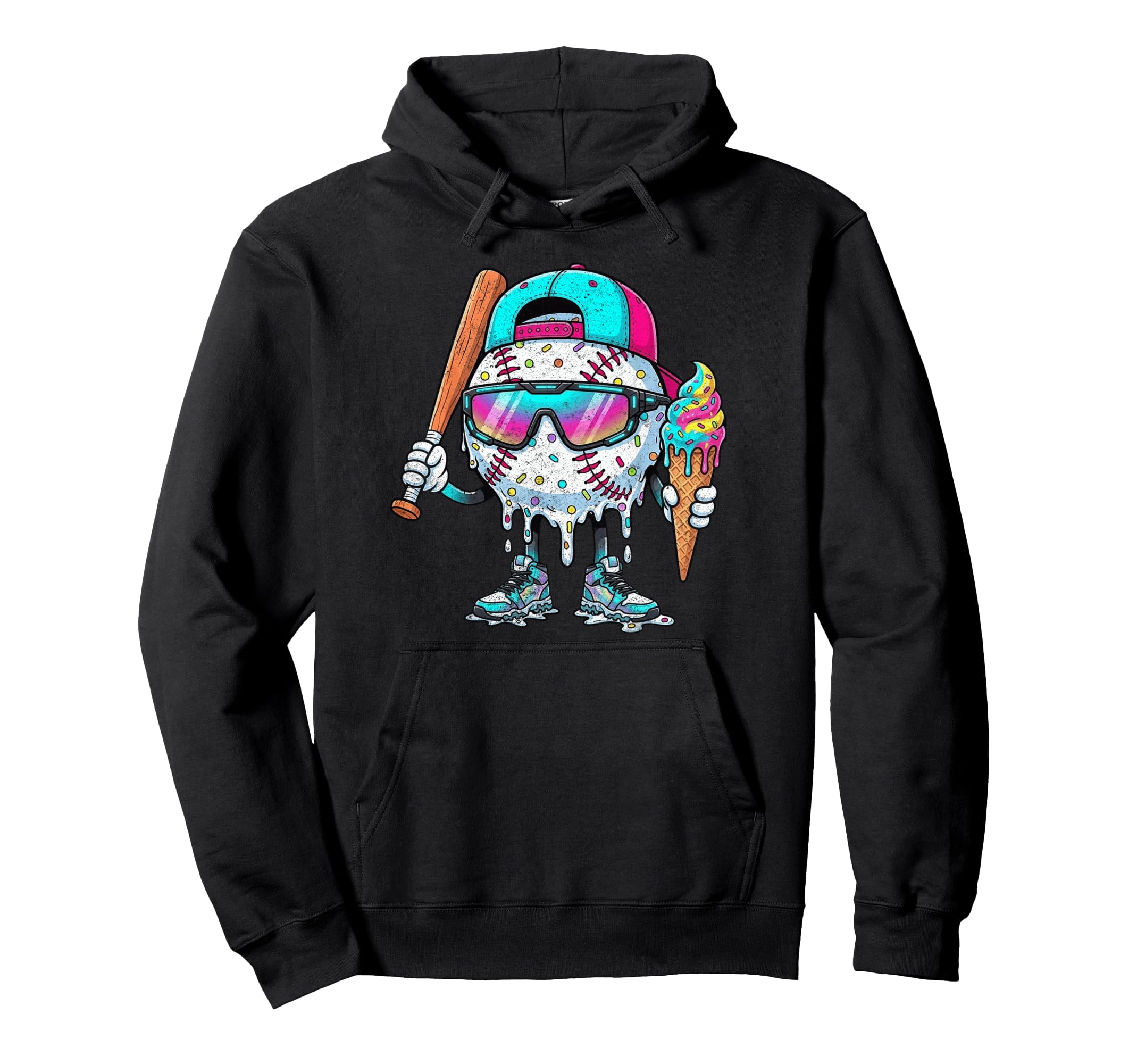 Baseball Drip Ice Cream Gifts T-Shirt - Aesthetic Graphic Unisex - T-Shirt, Sweatshirt, Hoodie