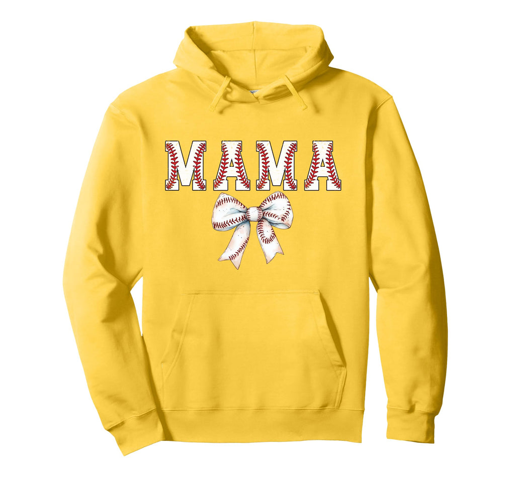 Baseball Mom Bow Baseball Mama Bow Hoodie - Casual Everyday Wear Men Women - T-Shirt, Sweatshirt, Hoodie