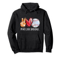 Peace Love Baseball Player Baseball Hoodie - Streetwear Style for Adults - T-Shirt, Sweatshirt, Hoodie