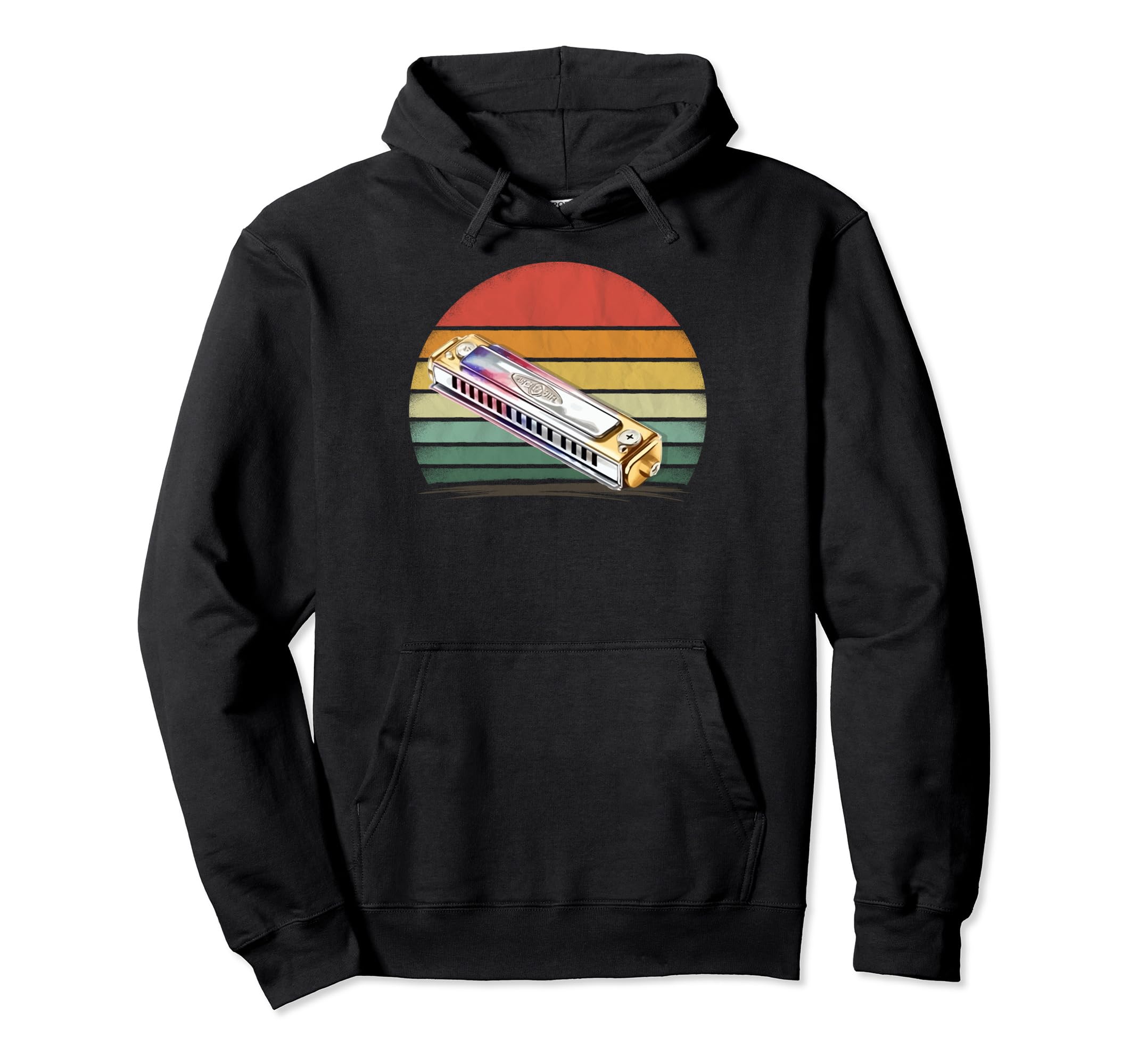 Harmonica Musical Distressed Harmonica Hoodie - Streetwear Style Unisex - T-Shirt, Sweatshirt, Hoodie