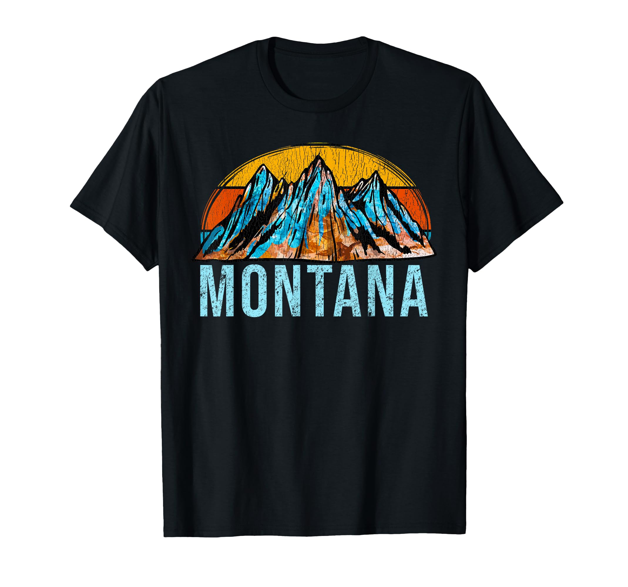 Montana Mountains Distressed T-Shirt - Novelty Apparel Unisex - T-Shirt, Sweatshirt, Hoodie