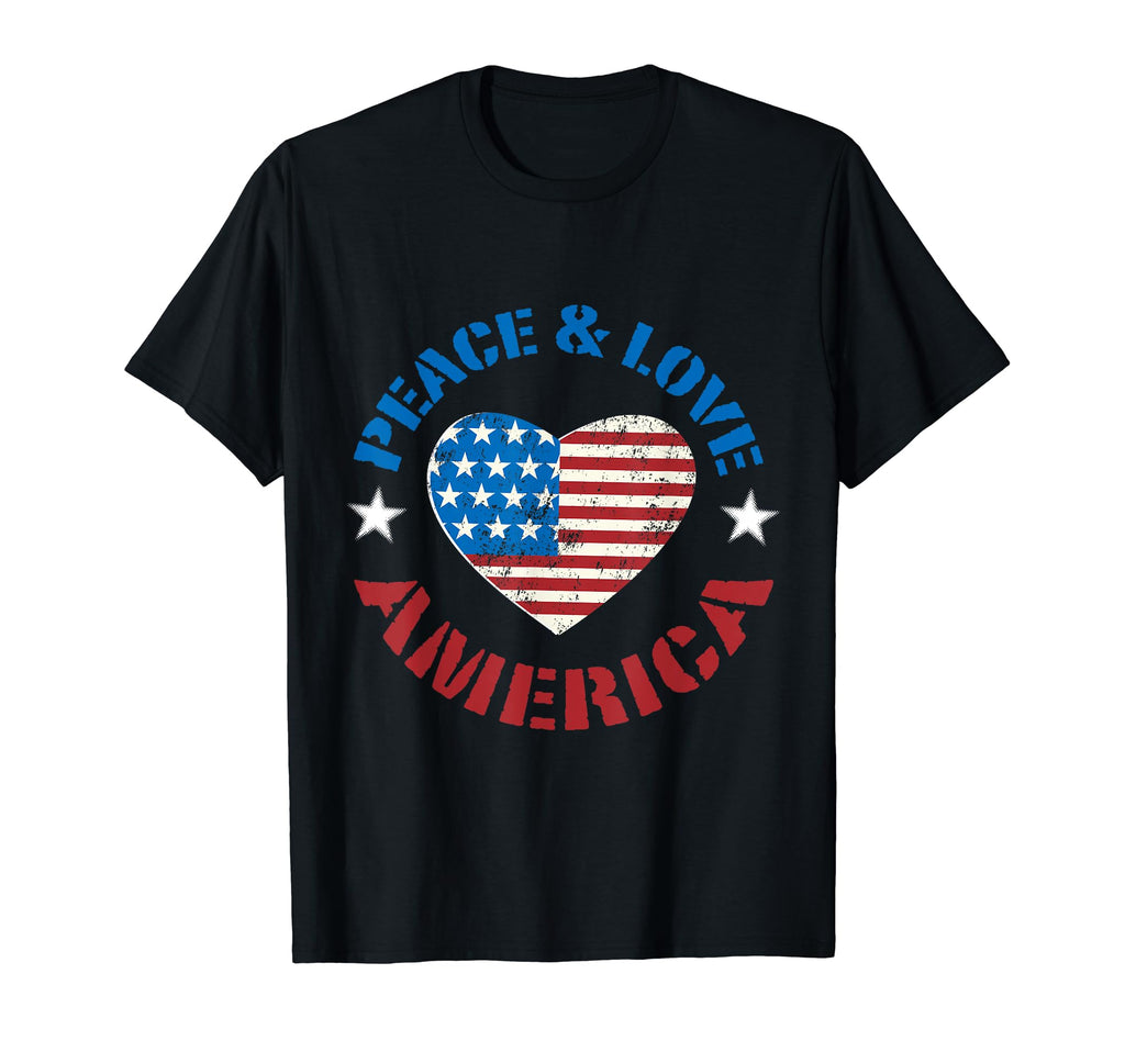 July 4Th Peace Love Heart T-Shirt - Graphic Print for Adults - T-Shirt, Sweatshirt, Hoodie