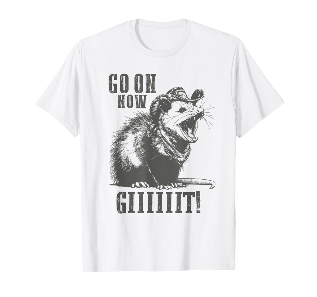 Cowboy Opossum Go Now Git Western T-Shirt - Aesthetic Graphic Men Women - T-Shirt, Sweatshirt, Hoodie