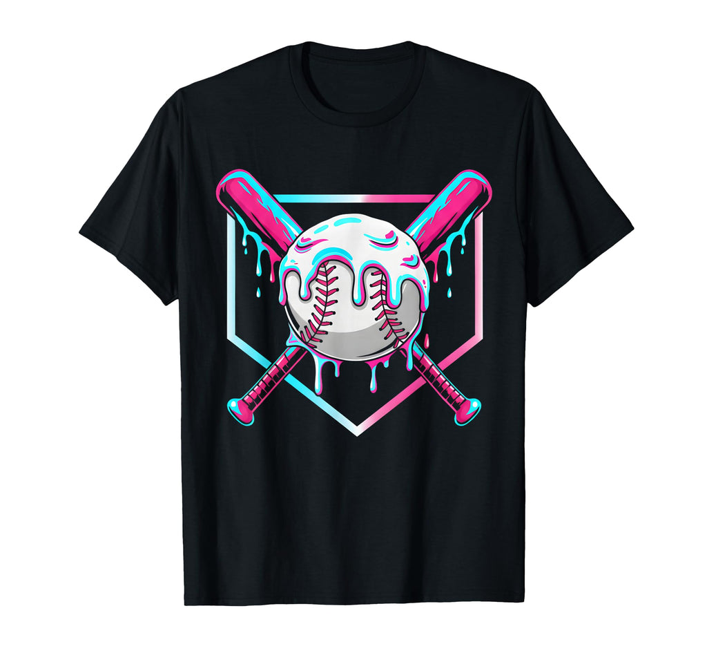 Baseball Drip Ice Cream Drip T-Shirt - Aesthetic Graphic for Adults - T-Shirt, Sweatshirt, Hoodie