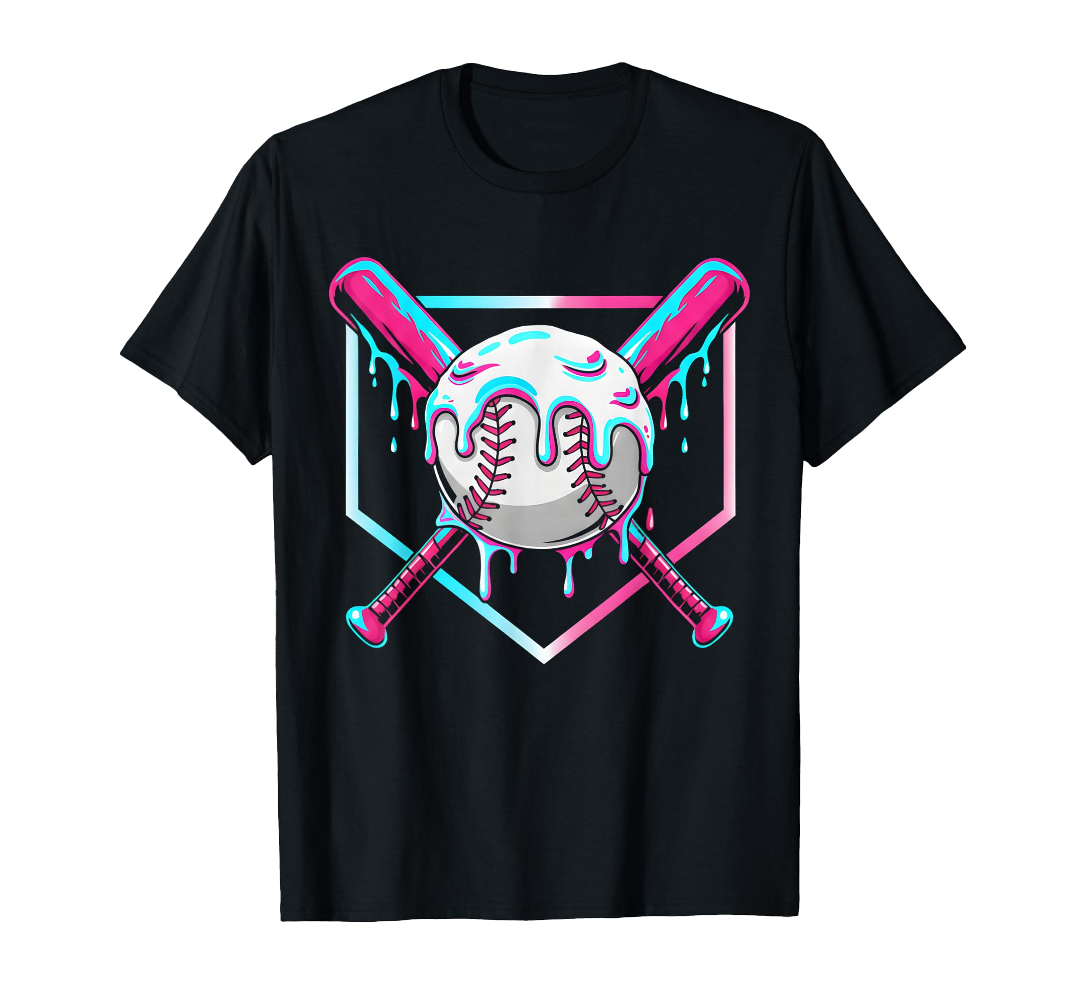 Baseball Drip Ice Cream Drip T-Shirt - Aesthetic Graphic for Adults - T-Shirt, Sweatshirt, Hoodie