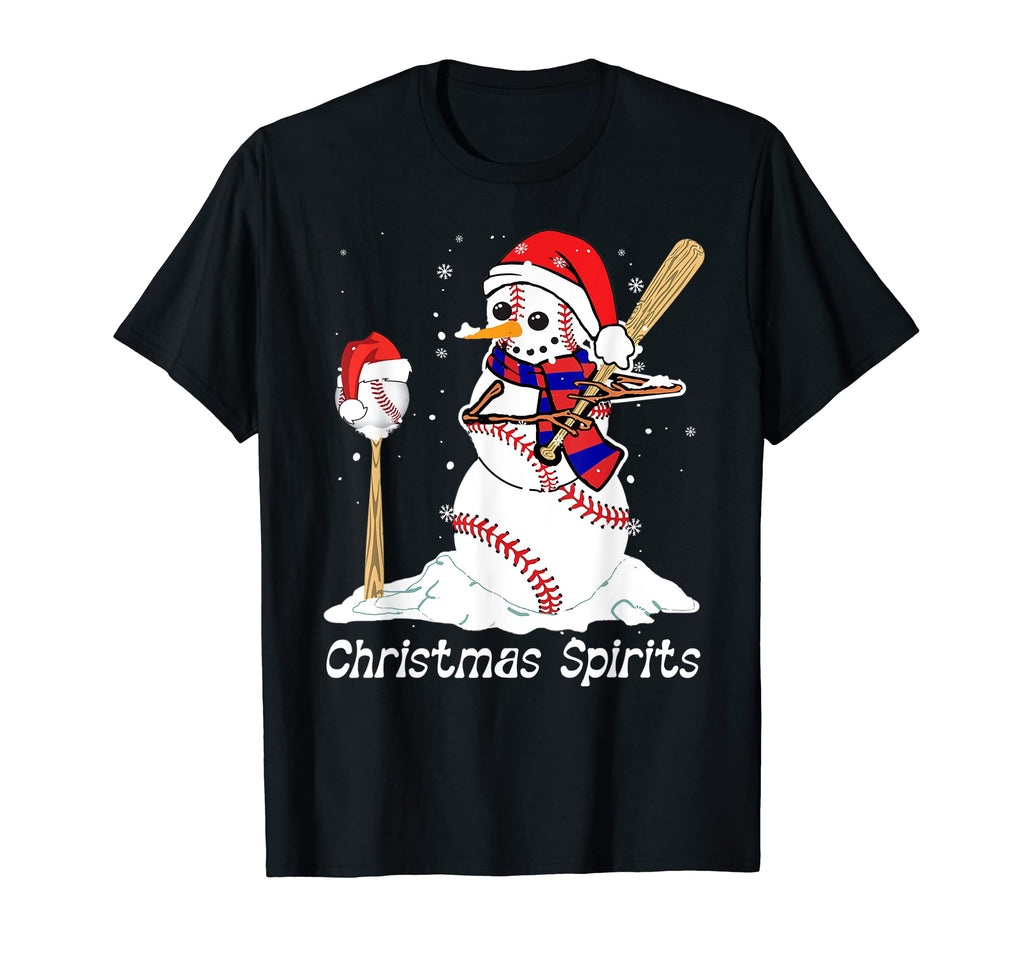 Spirits Baseball Lover Santa Hat T-Shirt - Casual Everyday Wear Men Women - T-Shirt, Sweatshirt, Hoodie