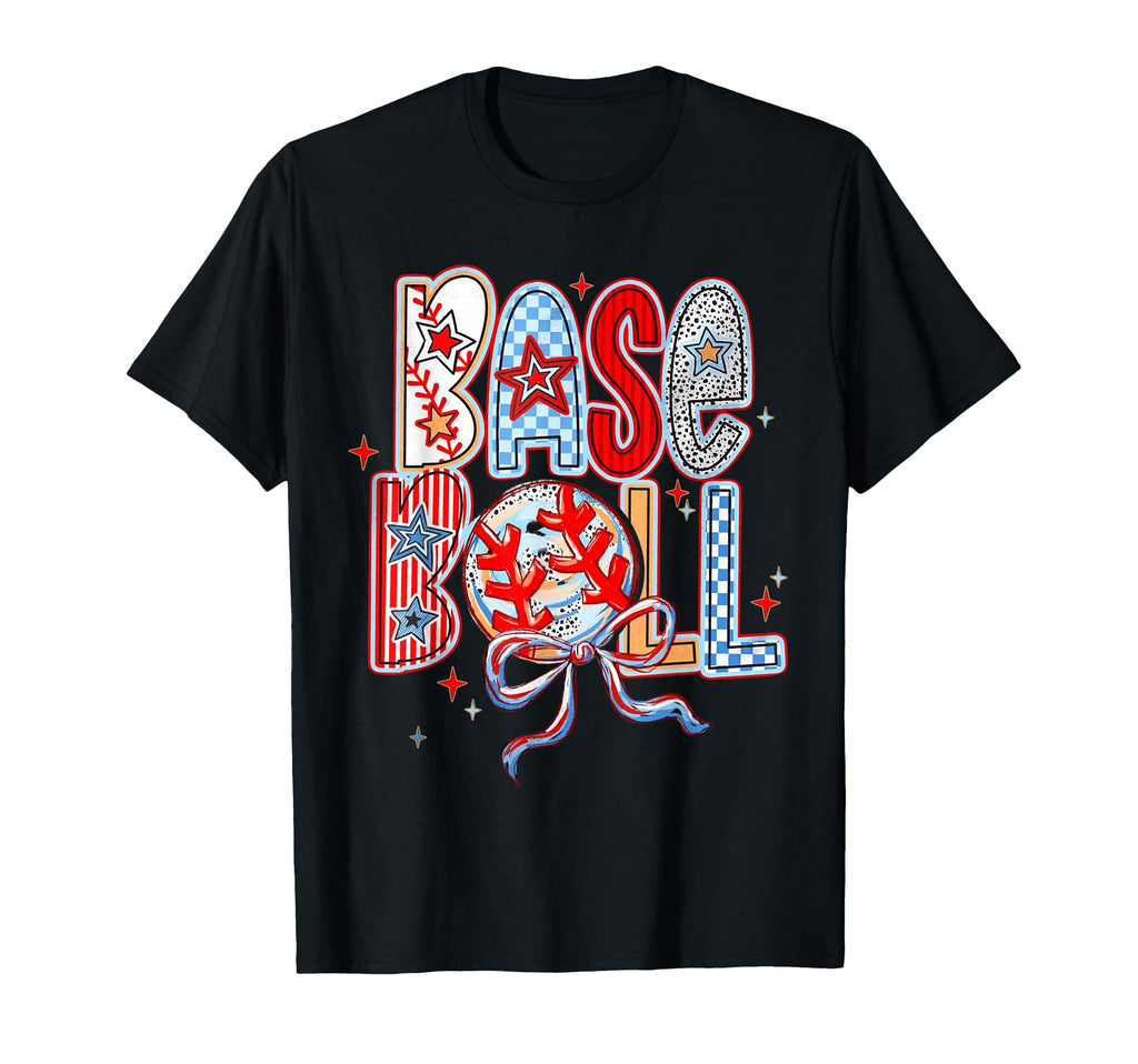 Baseball Coquette Bow Baseball Mom Mama T-Shirt - Novelty Apparel Unisex - T-Shirt, Sweatshirt, Hoodie