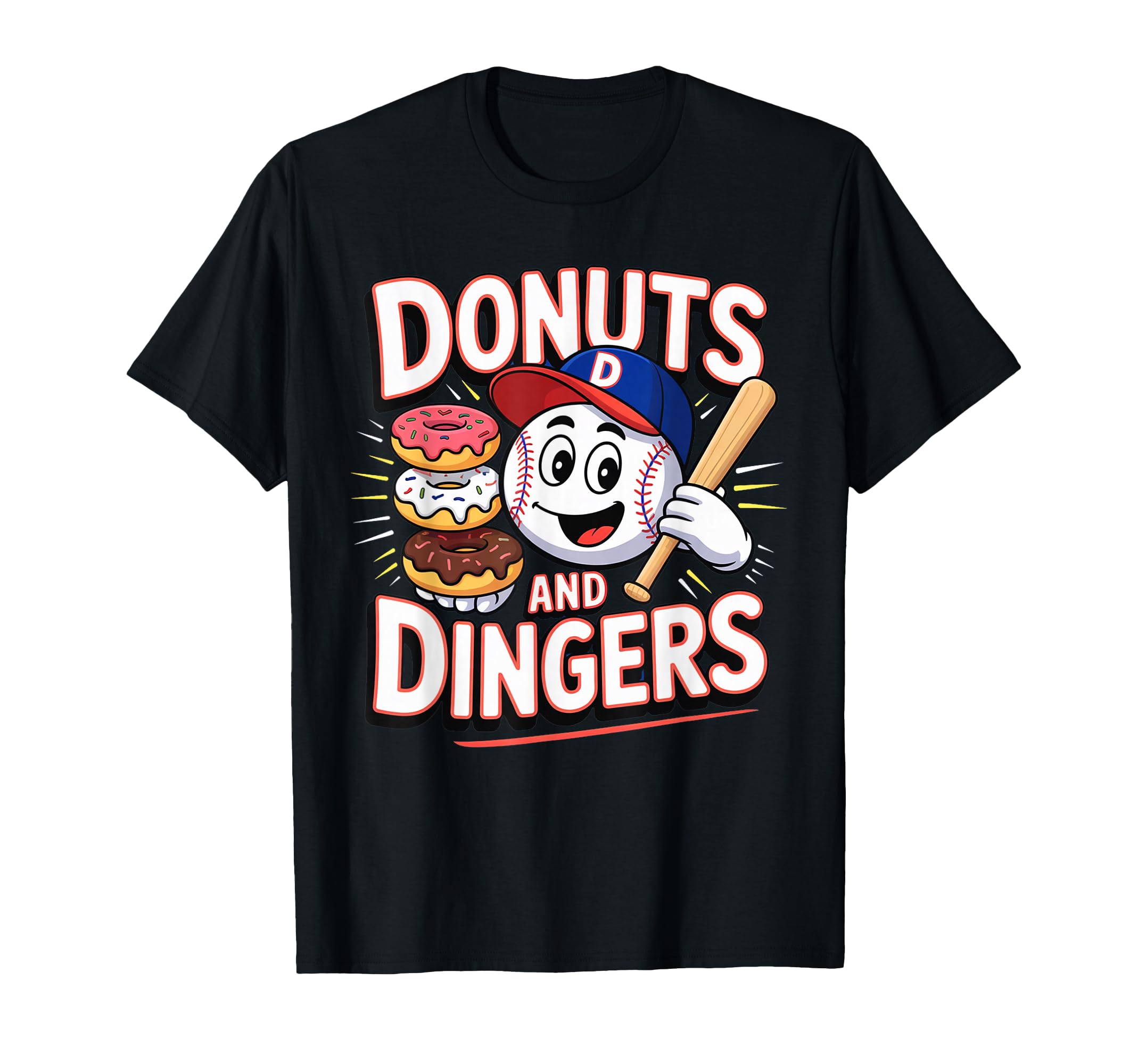 Donuts And Dingers Baseball T-Shirt - Casual Everyday Wear for Adults - T-Shirt, Sweatshirt, Hoodie