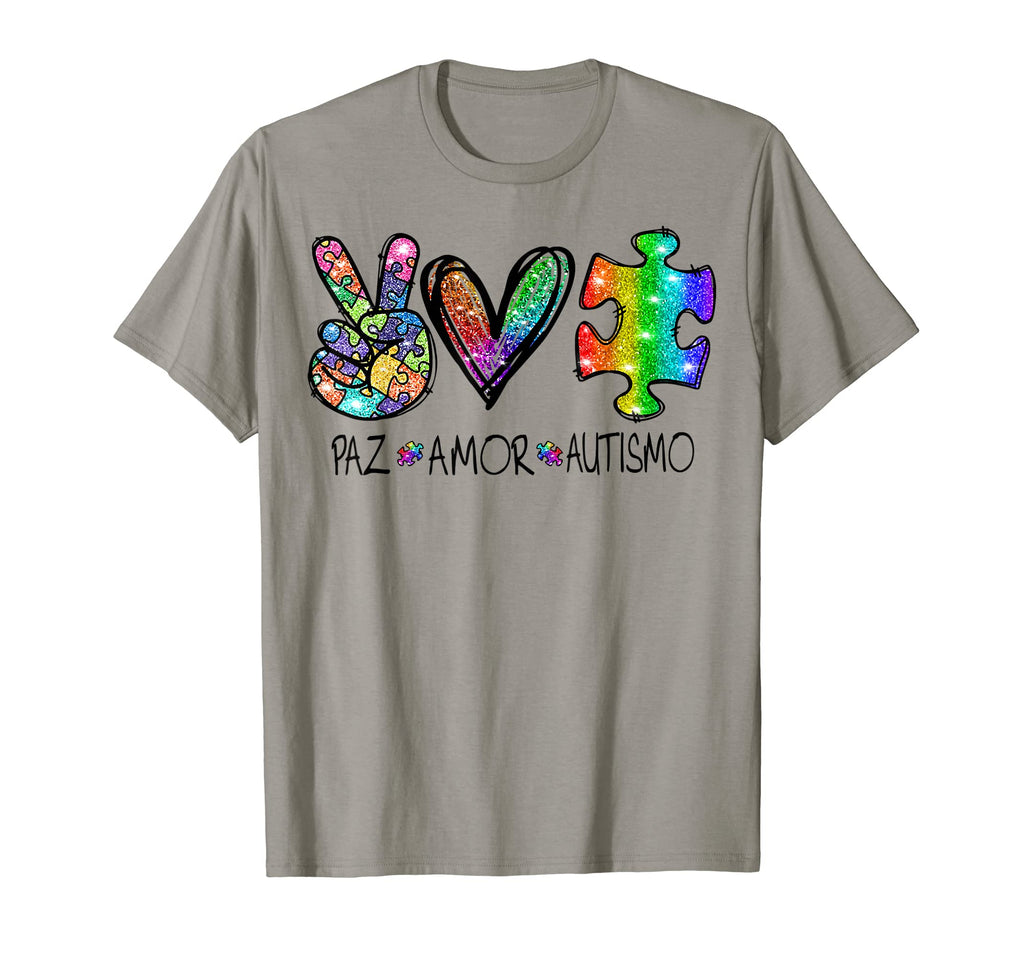 Autism Peace Love Rainbow Glitter T-Shirt - Fun Novelty Design for Adults - T-Shirt, Sweatshirt, Hoodie
