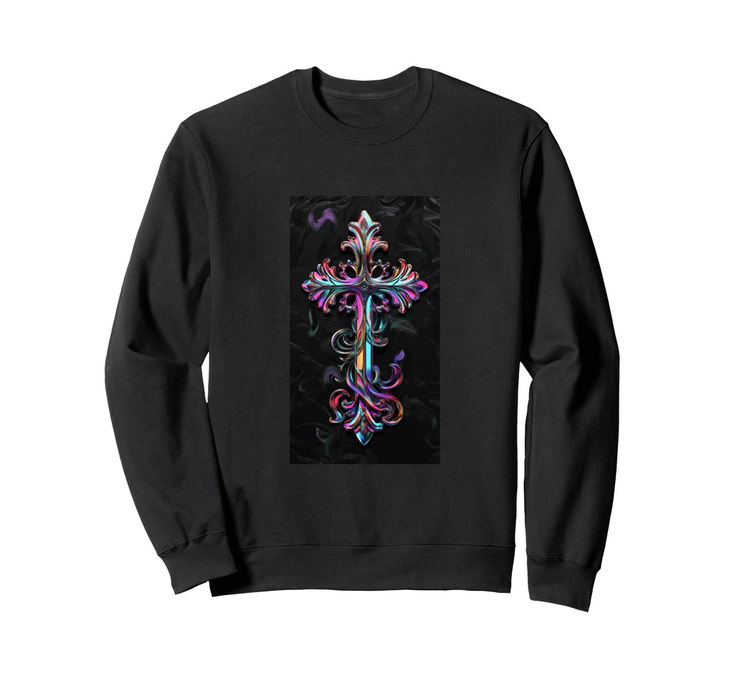 Gothic Cross Grunge Aesthetic Y2K Sweatshirt - Graphic Print for Adults - T-Shirt, Sweatshirt, Hoodie