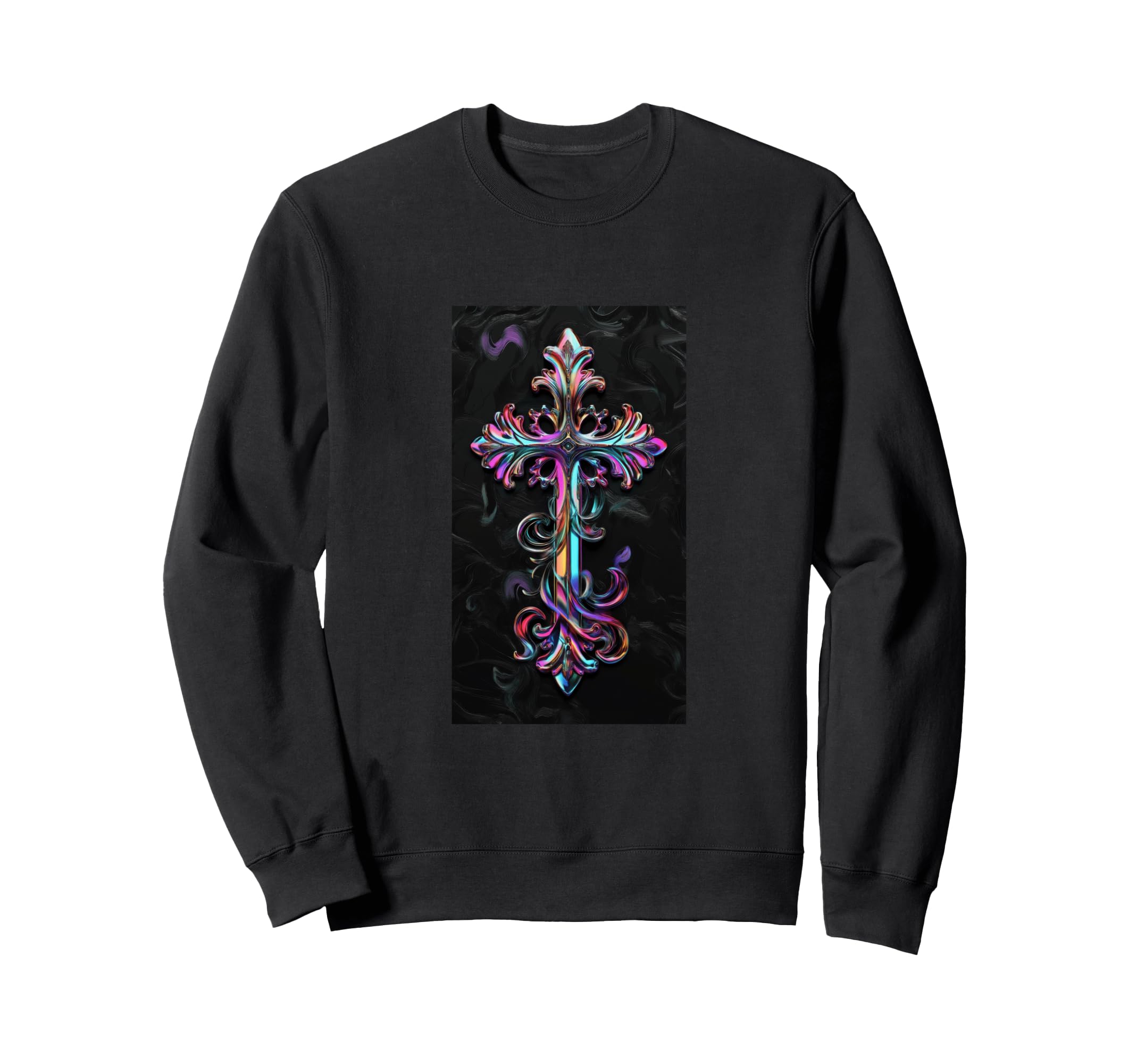 Gothic Cross Grunge Aesthetic Y2K Sweatshirt - Graphic Print for Adults - T-Shirt, Sweatshirt, Hoodie