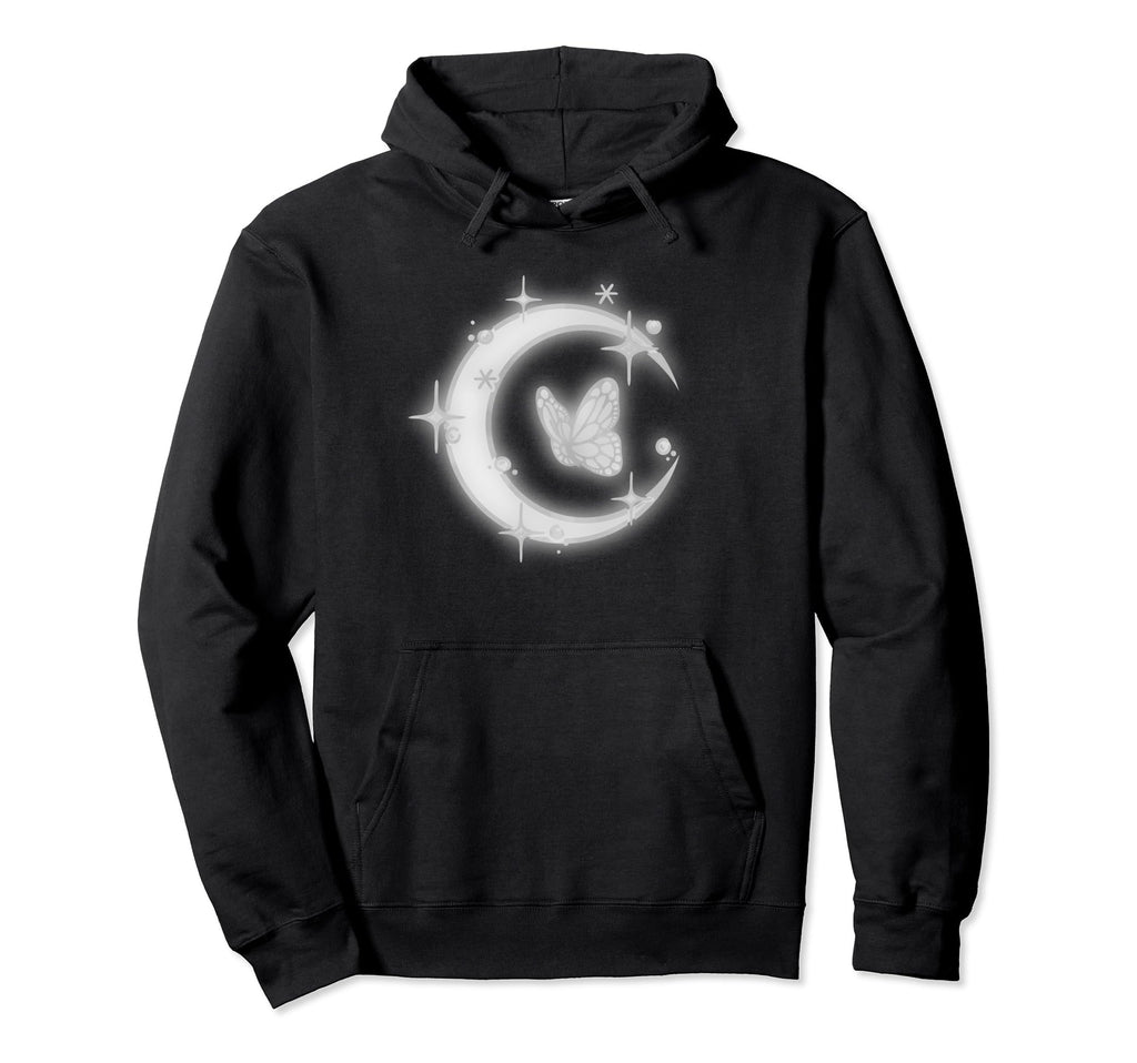 Moon And Butterfly Shine Starry Sky Hoodie - Trendy Graphic Unisex - T-Shirt, Sweatshirt, Hoodie
