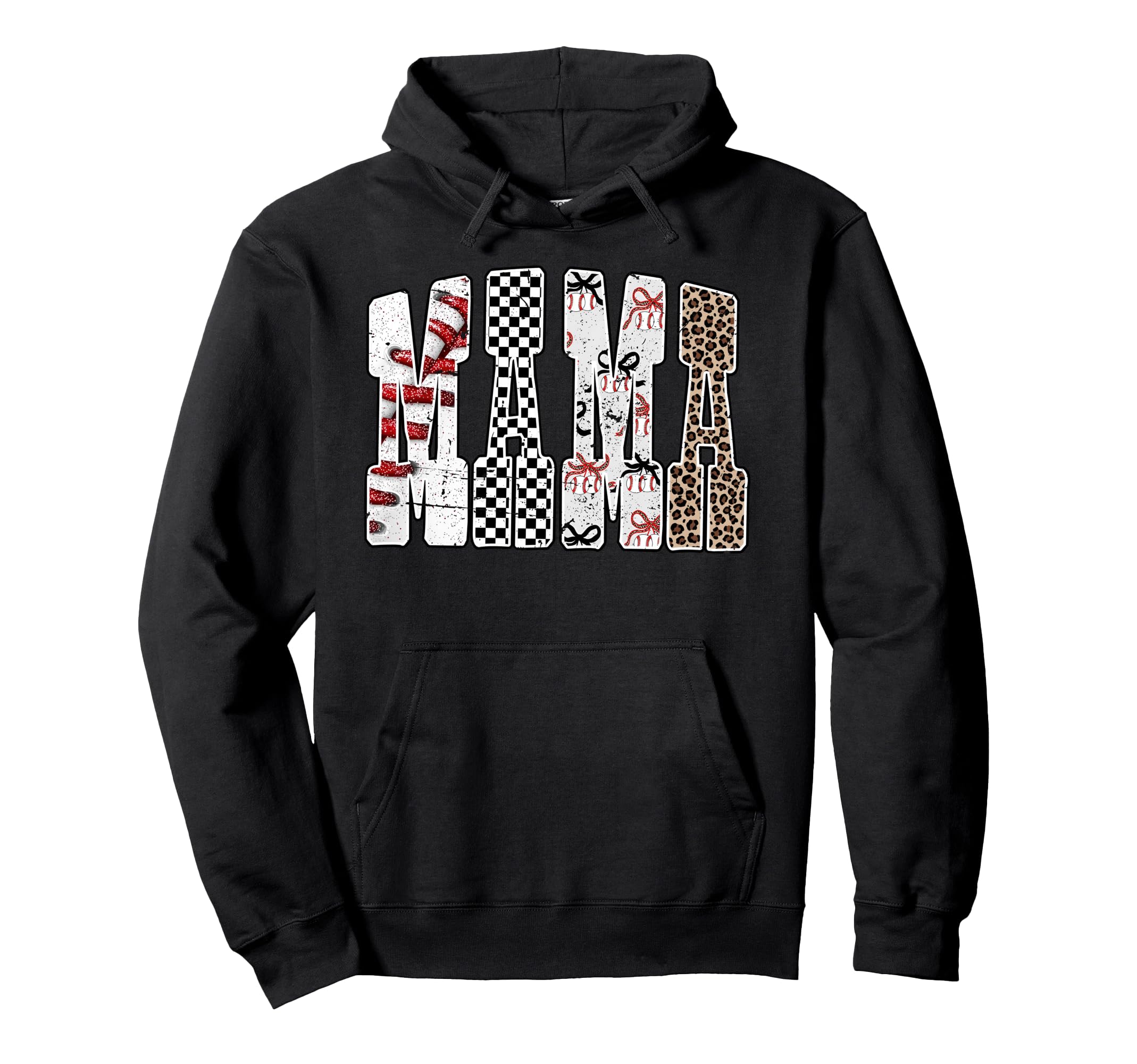 Mama Baseball Season Happy Game Day Trendy Hoodie - Unique Graphic Unisex - T-Shirt, Sweatshirt, Hoodie