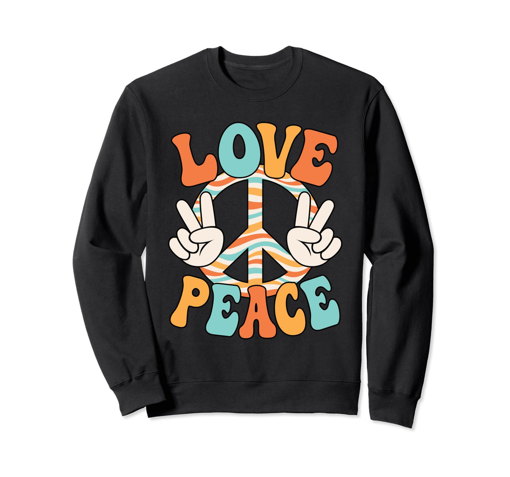 Love Peace Sign 60S 70S Outfit Sweatshirt - Unique Graphic Men Women - T-Shirt, Sweatshirt, Hoodie