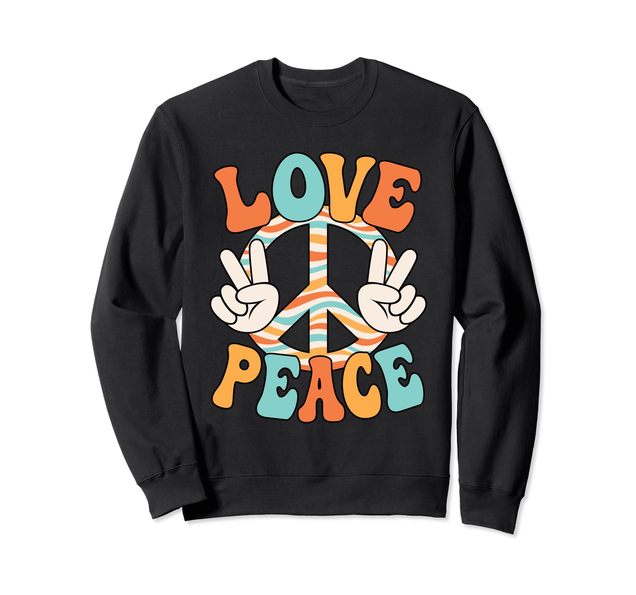 Love Peace Sign 60S 70S Outfit Sweatshirt - Unique Graphic Men Women - T-Shirt, Sweatshirt, Hoodie