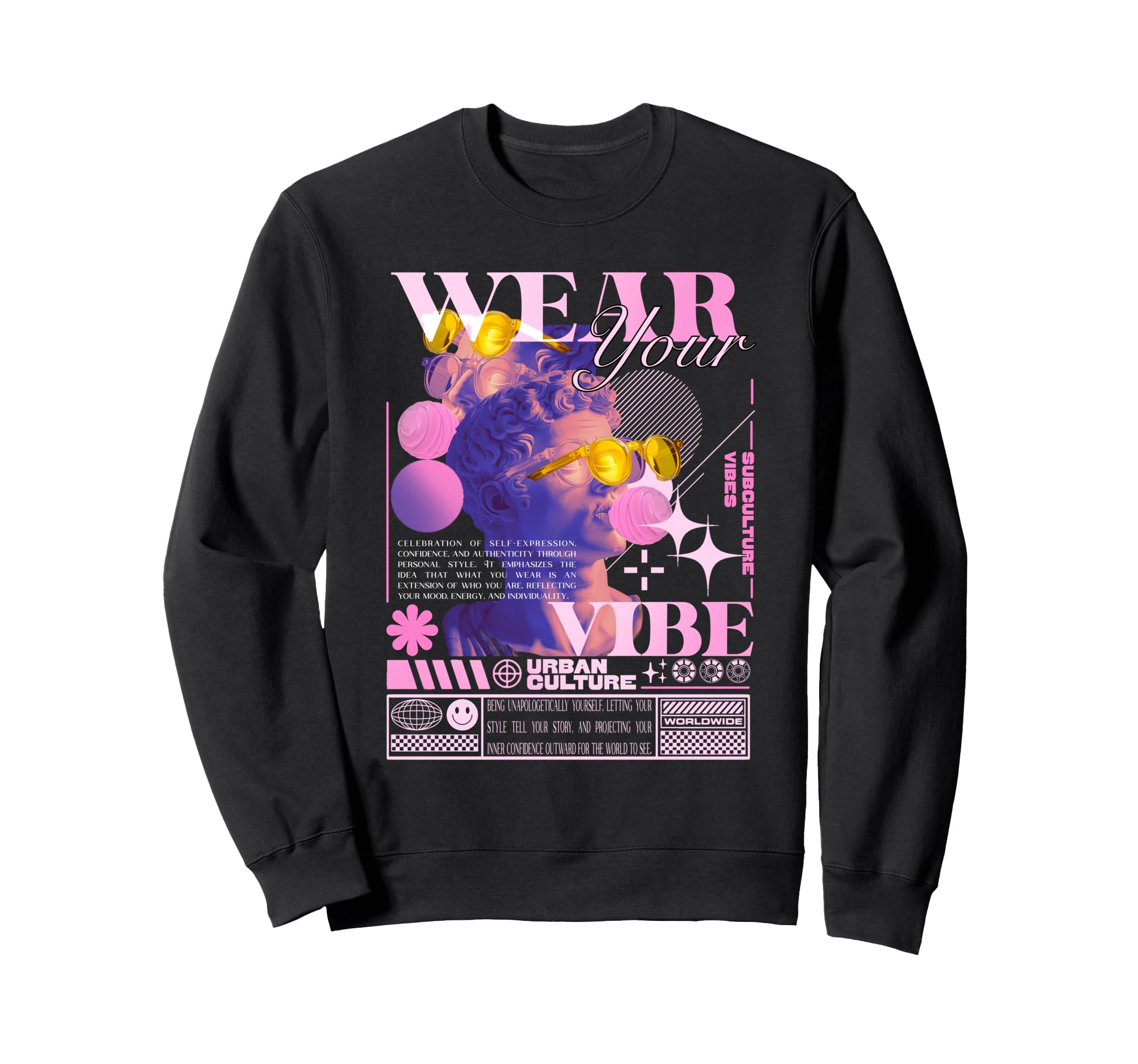 Y2K Vibe Bold Urban Graffiti Sweatshirt - Aesthetic Graphic Men Women - T-Shirt, Sweatshirt, Hoodie