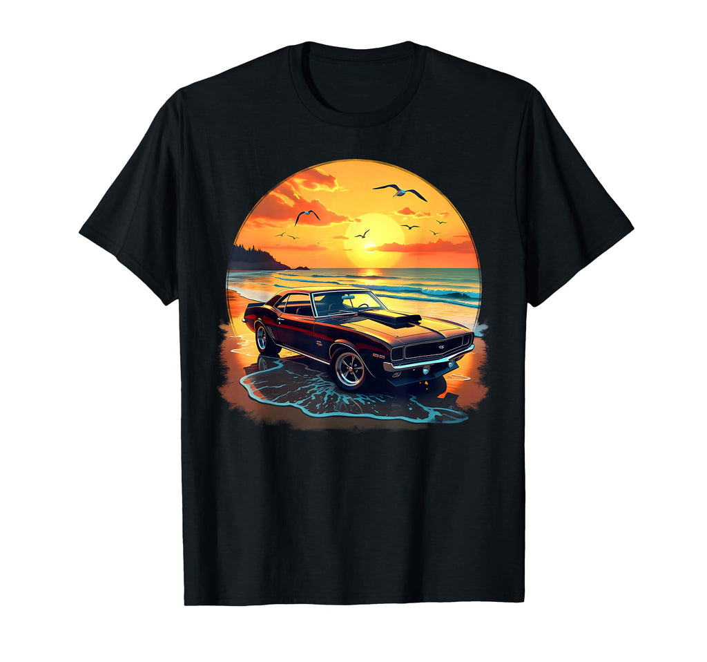 Muscle Car American Car Beach T-Shirt - Aesthetic Graphic Unisex - T-Shirt, Sweatshirt, Hoodie