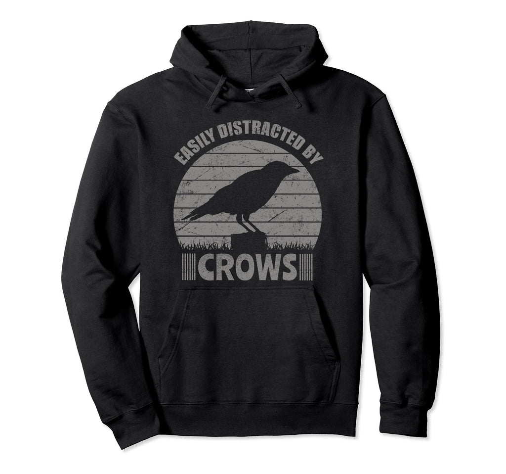 Easily Distracted Crows Distressed Hoodie - Casual Everyday Wear Unisex - T-Shirt, Sweatshirt, Hoodie