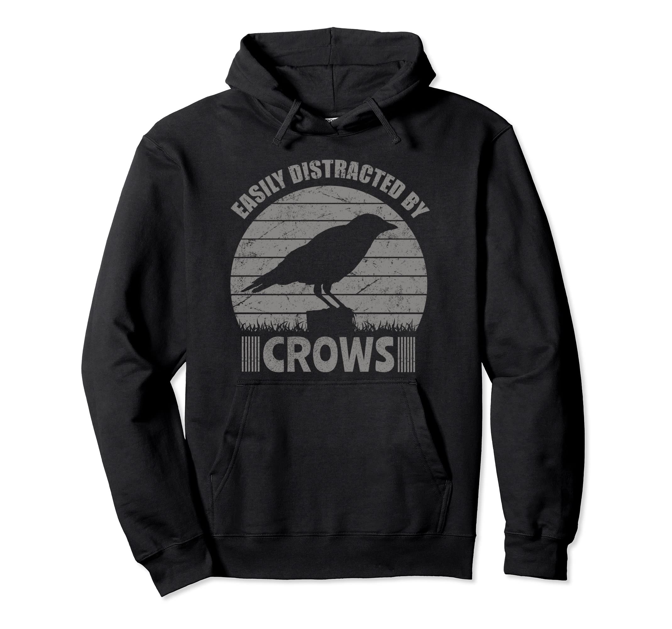 Easily Distracted Crows Distressed Hoodie - Casual Everyday Wear Unisex - T-Shirt, Sweatshirt, Hoodie
