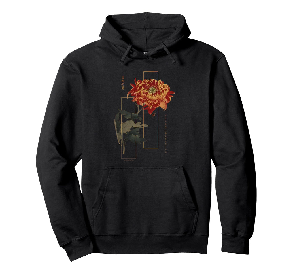 Japanese Chrysanthemum Flower Soft Hoodie - Minimalist Print Men Women - T-Shirt, Sweatshirt, Hoodie